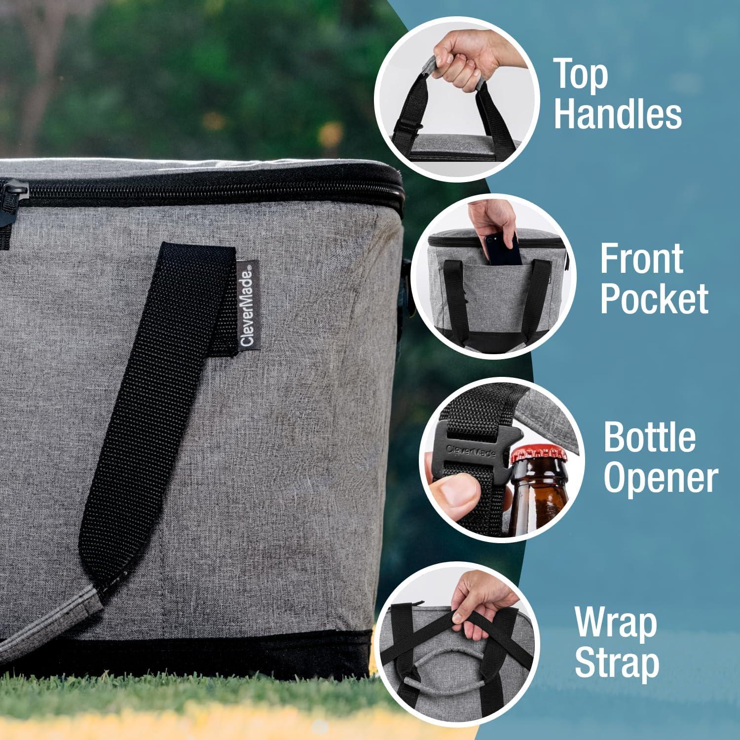CleverMade Collapsible Tahoe Cooler - 50 Can - Heather Cool Gray/Midnight Black