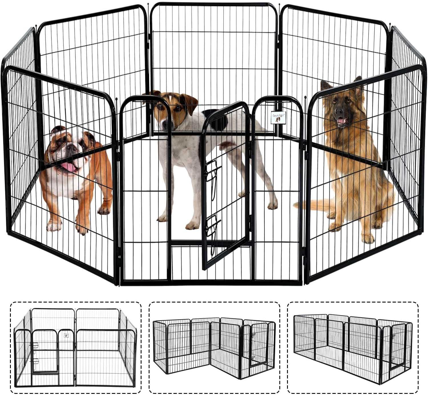 Magshion 8 Panels 40" Height Pet Playpen, Dog Fence for Medium and Large Dogs, Metal Dog Exercise Pen with Doors for Indoor, Outdoor, Black