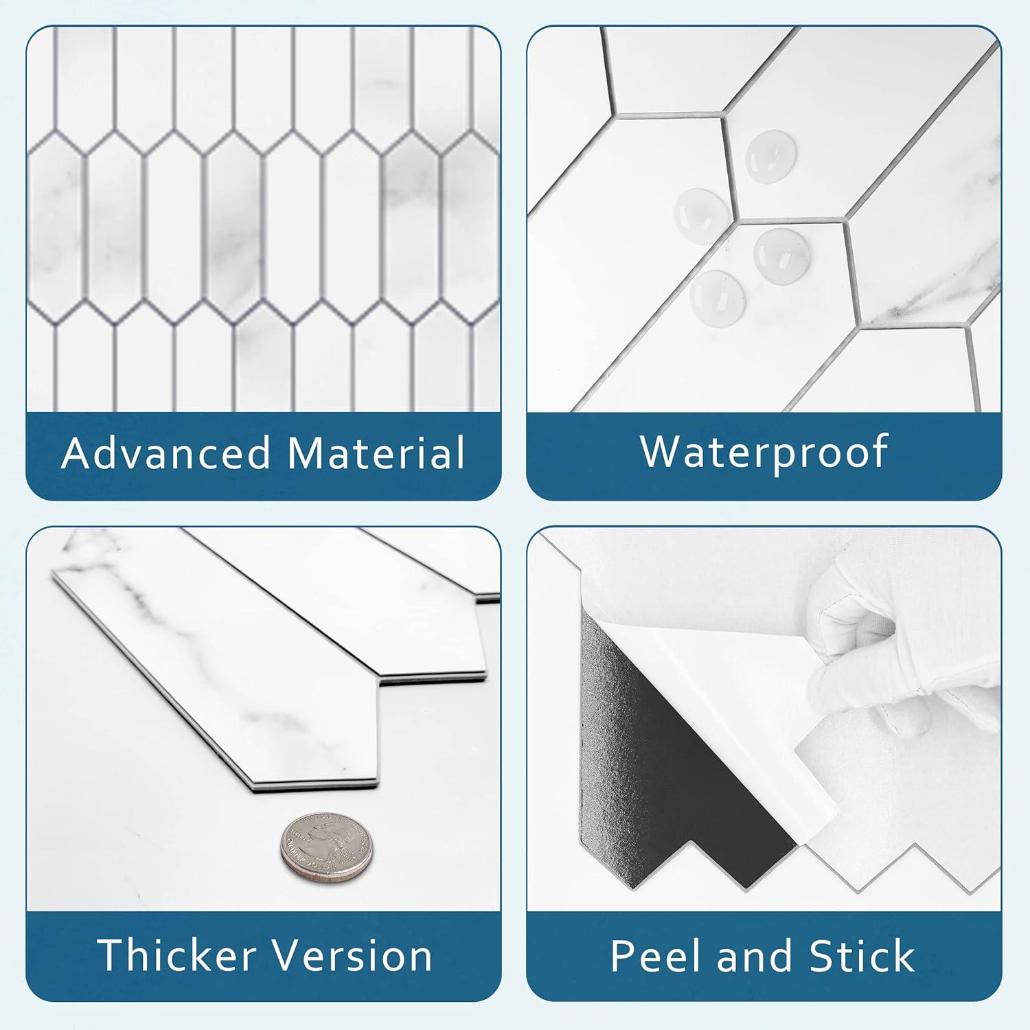12" x 11.22" Stone Composite Peel & Stick Mosaic Tile