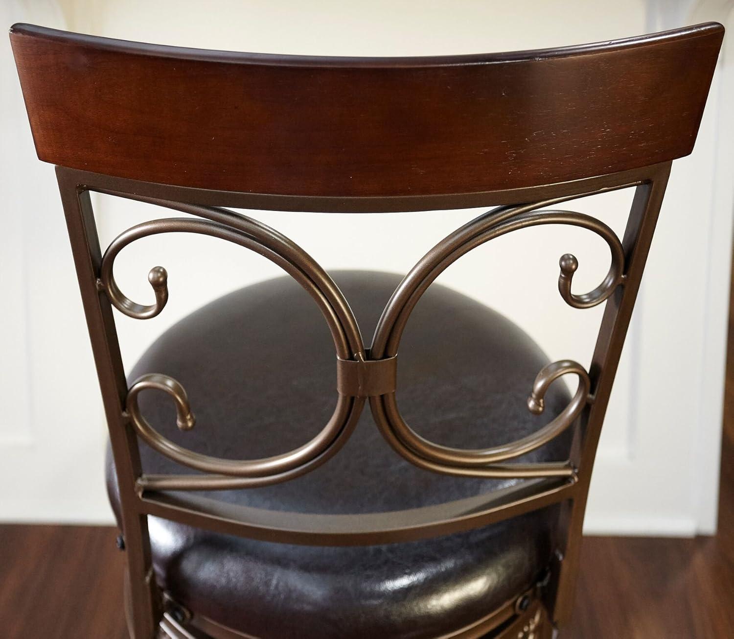 Bronze & Brown Faux Leather High-Back Swivel Counter Stool