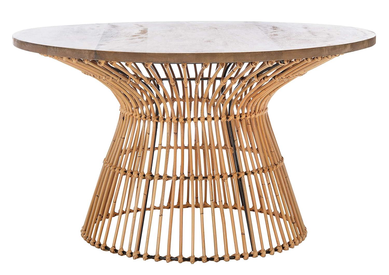 Whent Round Coffee Table - Natural/Black - Safavieh