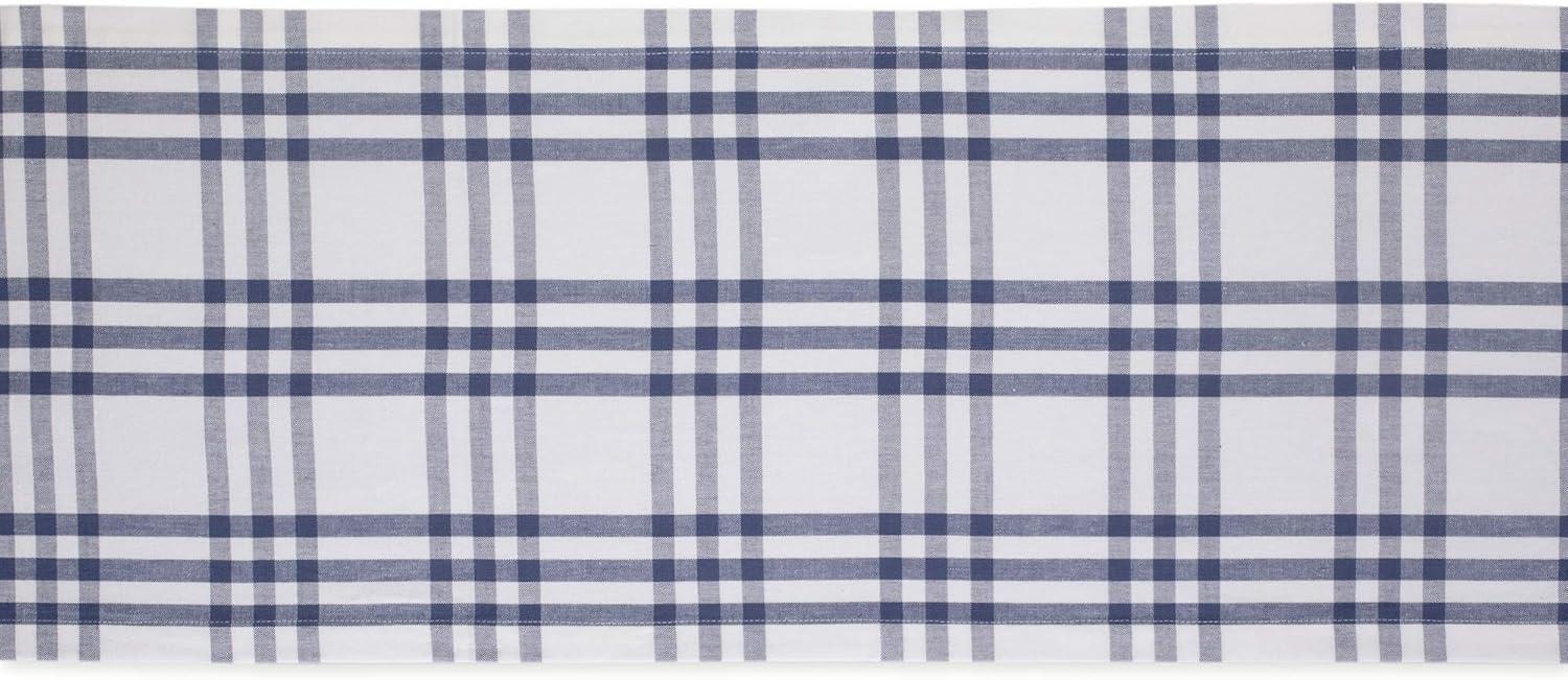 Blue Cotton Plaid 14x108 Rustic Table Runner