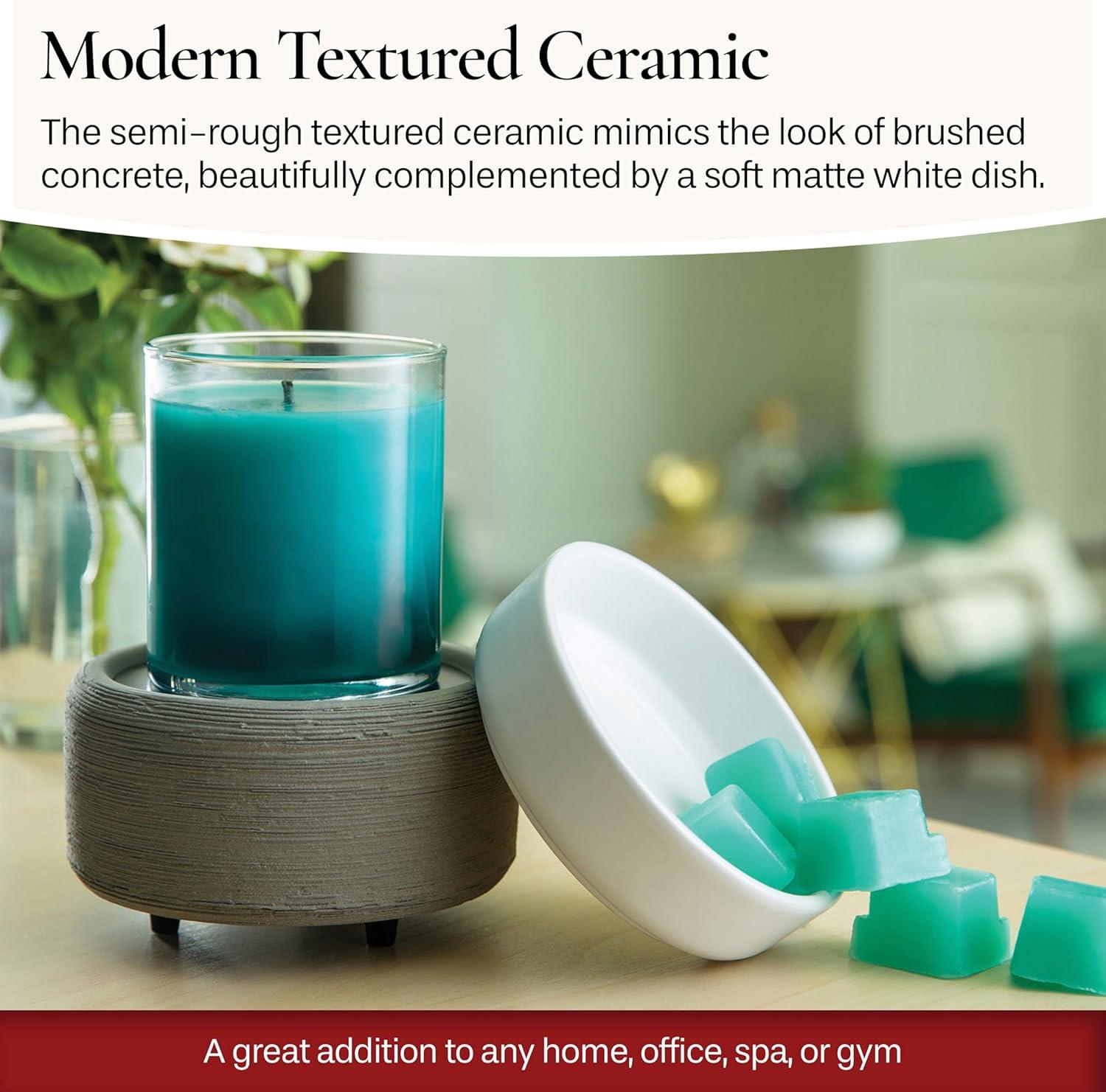 CANDLE WARMERS ETC 2-in-1 Candle and Fragrance Warmer, Gray Texture