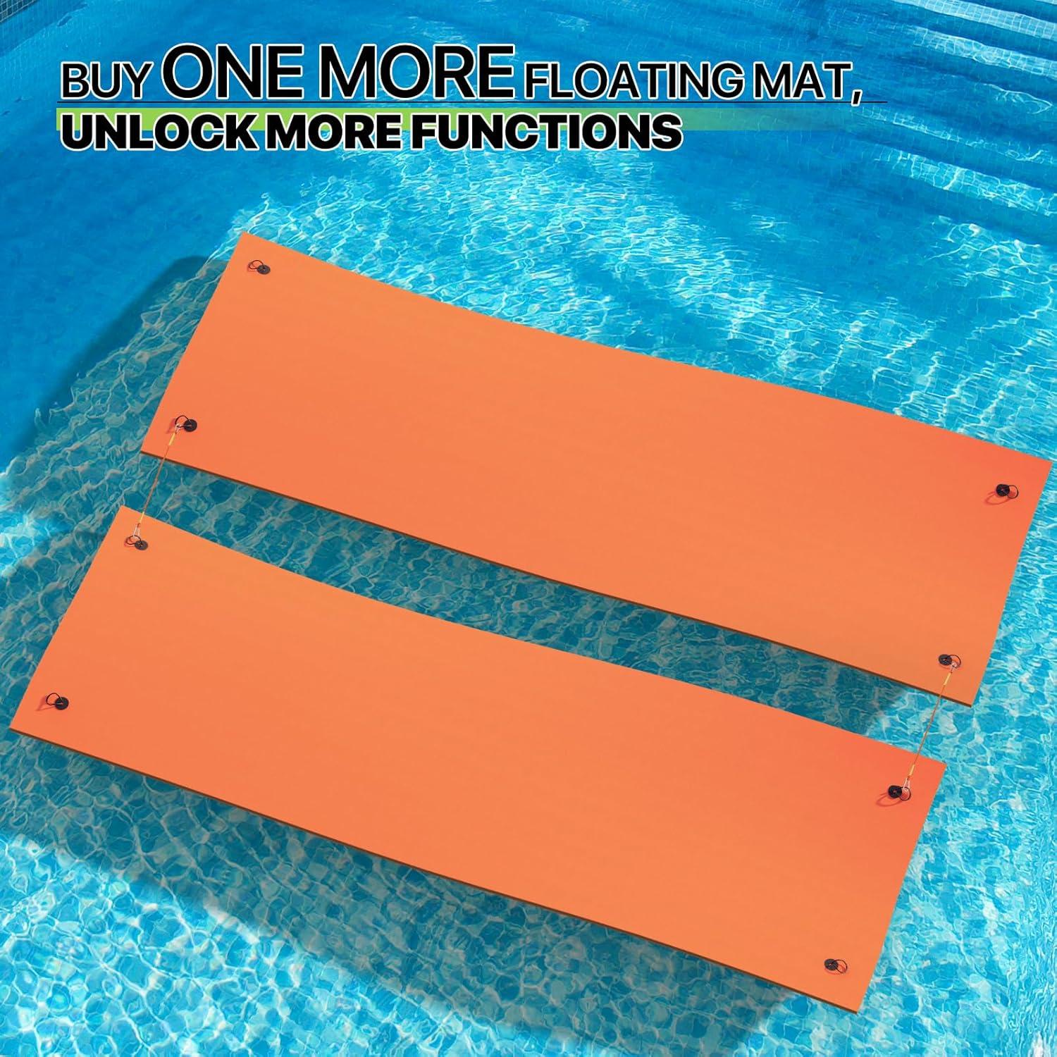 Bring Home Furniture 18x6 ft Floating Mat 10ft Bungee & Storage Straps 1500lb Capacity UV-Resistant XPE Foam Hi-Vis Safety​​