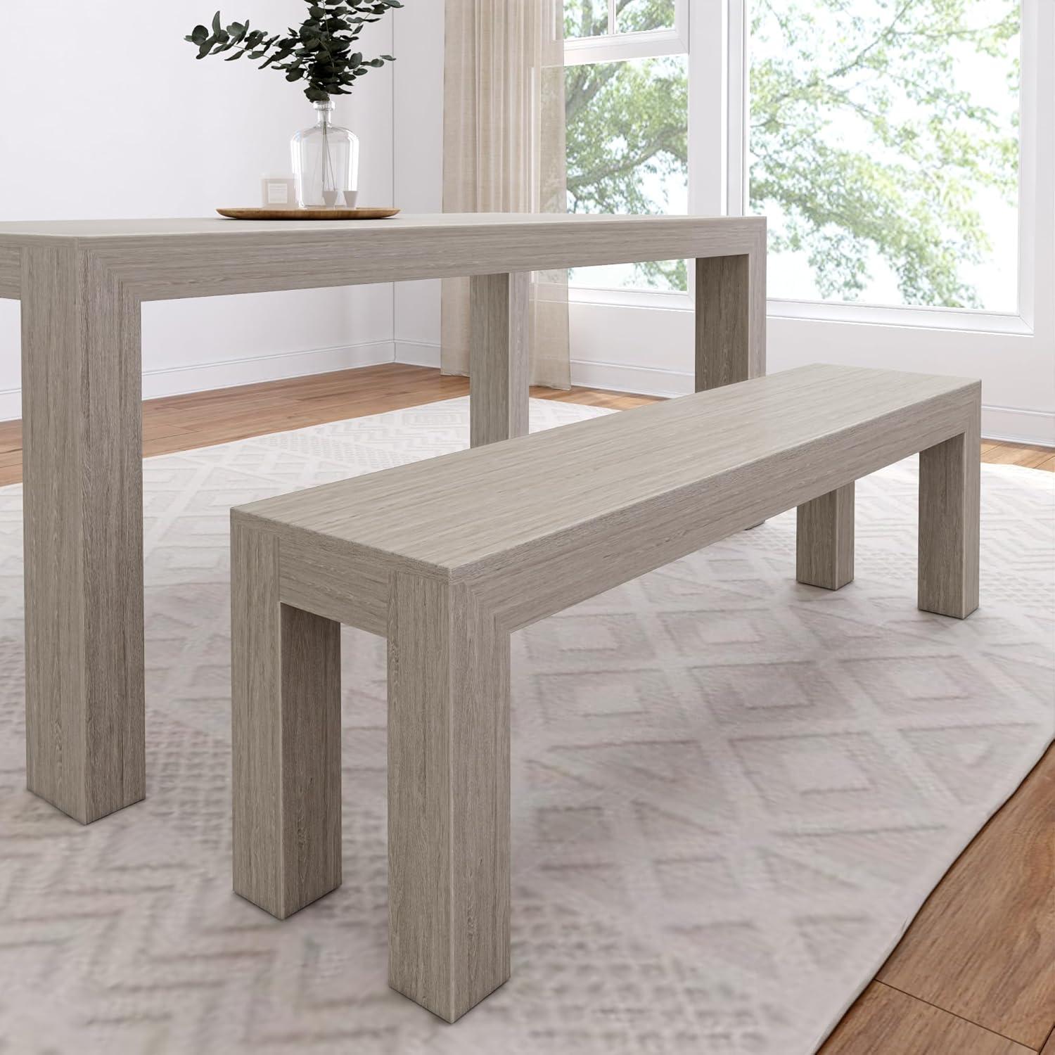 Plank+Beam 60" Modern Wood Dining Bench, Solid Wood Bench for Dining Table