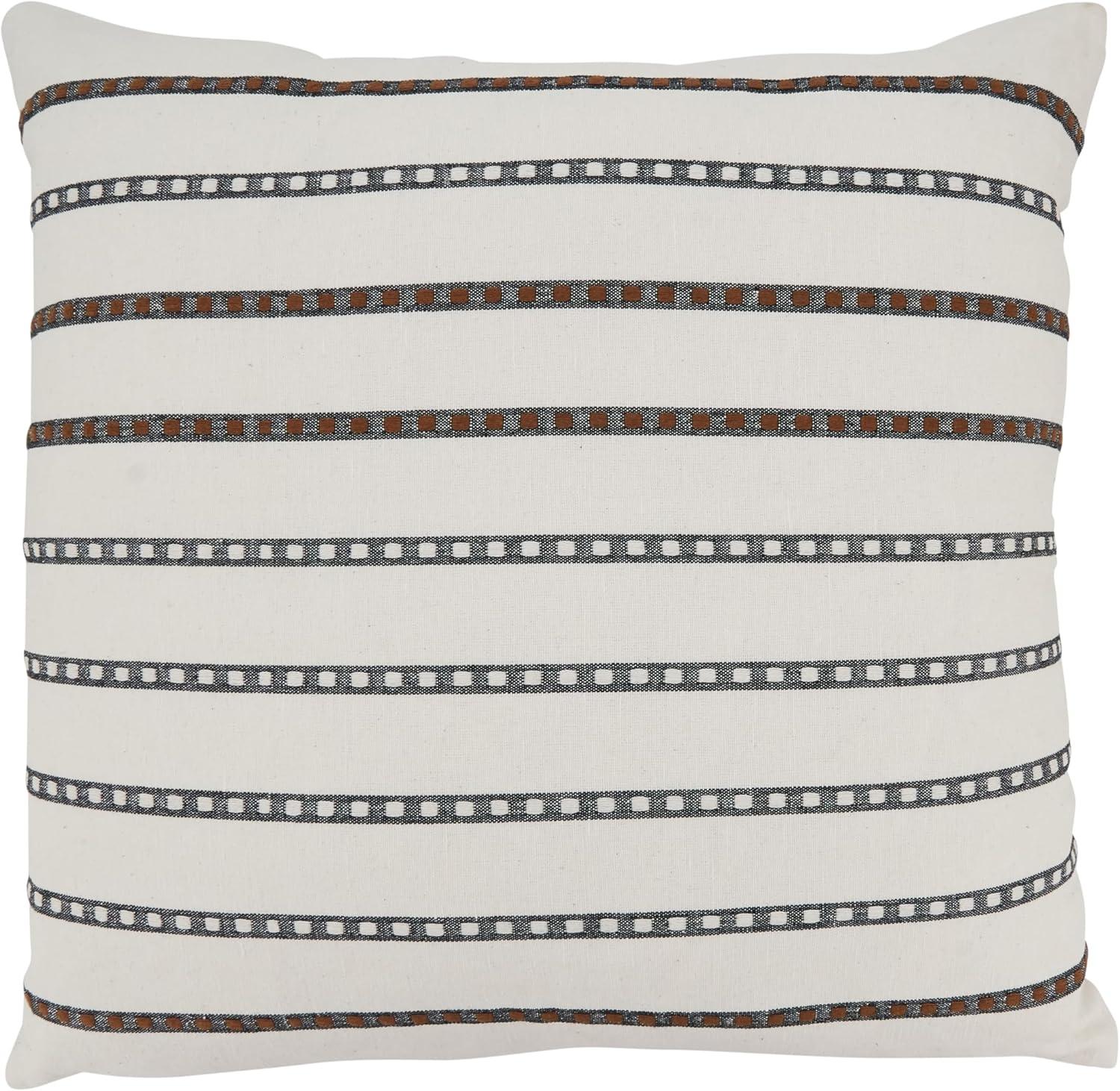 Classic Striped Black and White Cotton Throw Pillow, 20x20