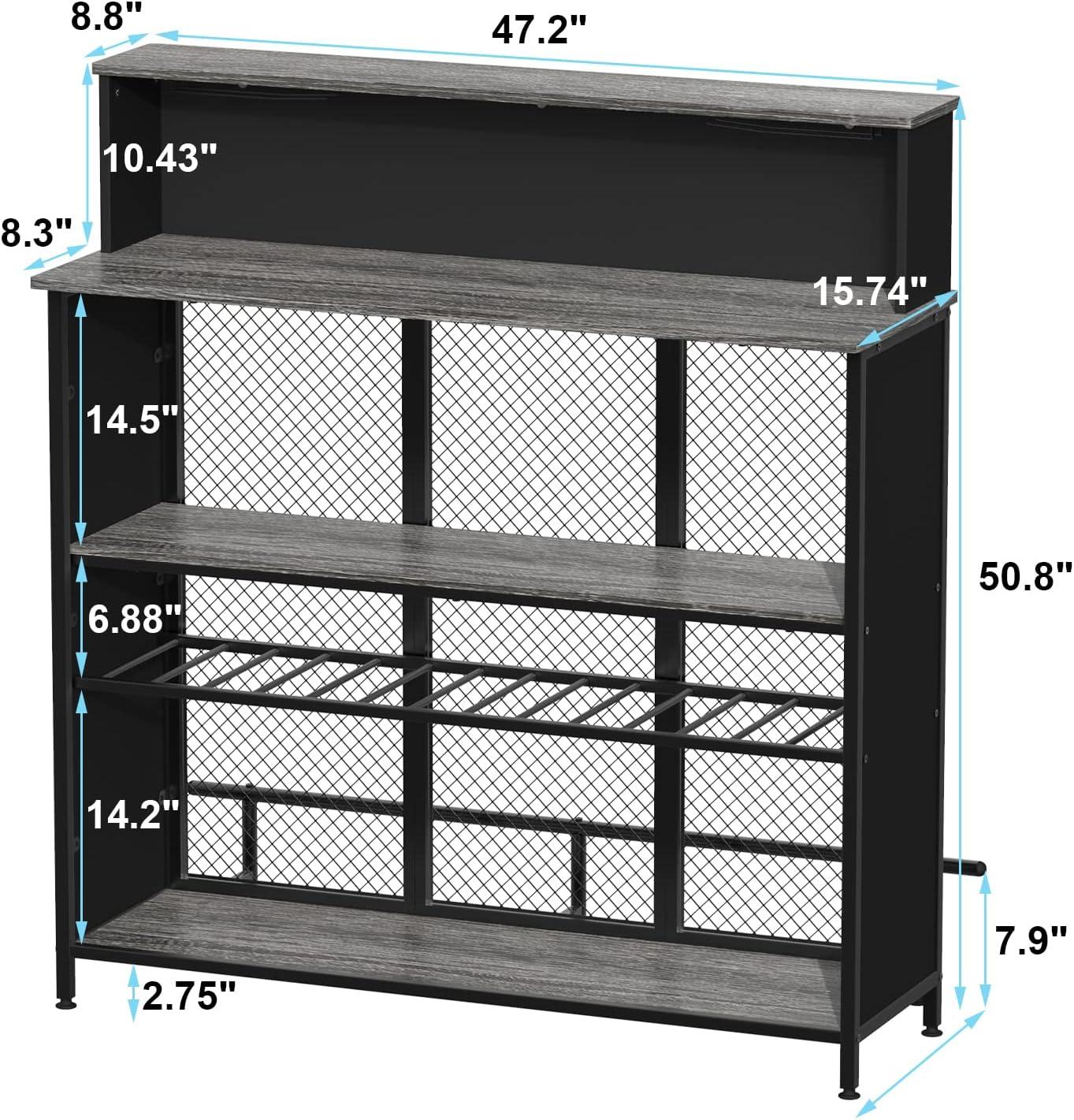 GDLF Mini Home Bar Cabinet with Storage and Footrest, Wood Gray