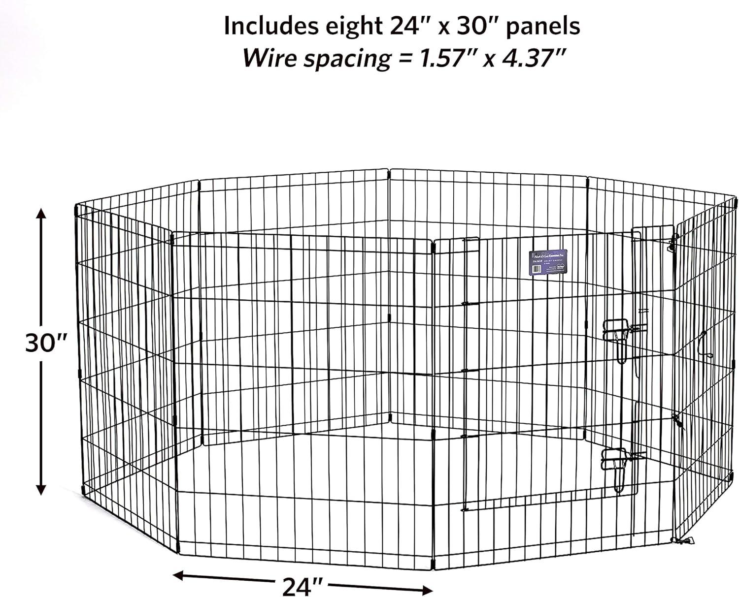 MidWest Homes For Pets Metal Black Exercise Medium Pet Dog Playpen with Door , 30"H