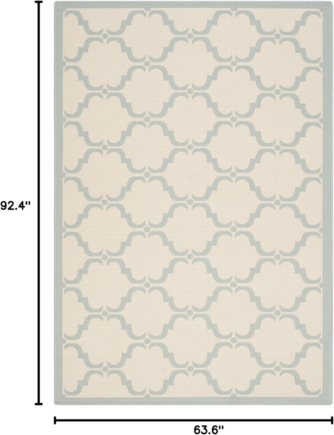 SAFAVIEH Courtyard Estelle Geometric Indoor/Outdoor Area Rug, 5'3" x 7'7", Beige/Aqua