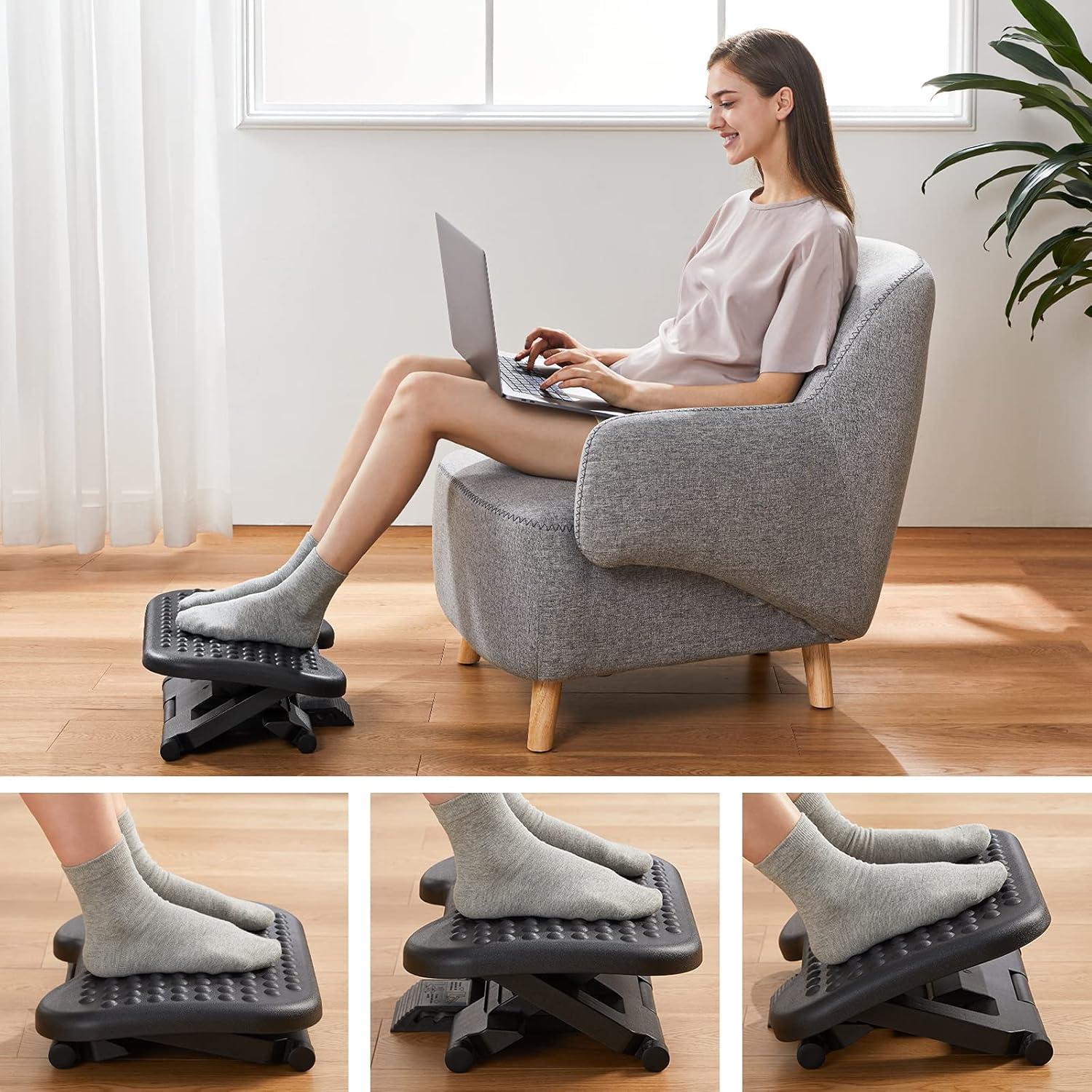 Adjustable Black Plastic Ergonomic Under Desk Footrest