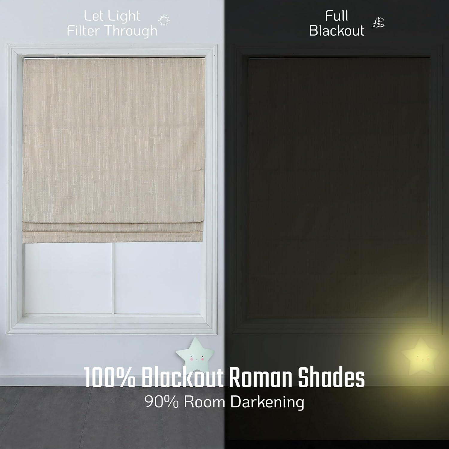 Everyday Celebration Roman Shades for Windows, Room Darkening Shades, Cordless Pull Down Window Shades, Shades for Indoor Windows, Woven Fabric Blinds & Shades, (Vanilla) 33" W X 64" H