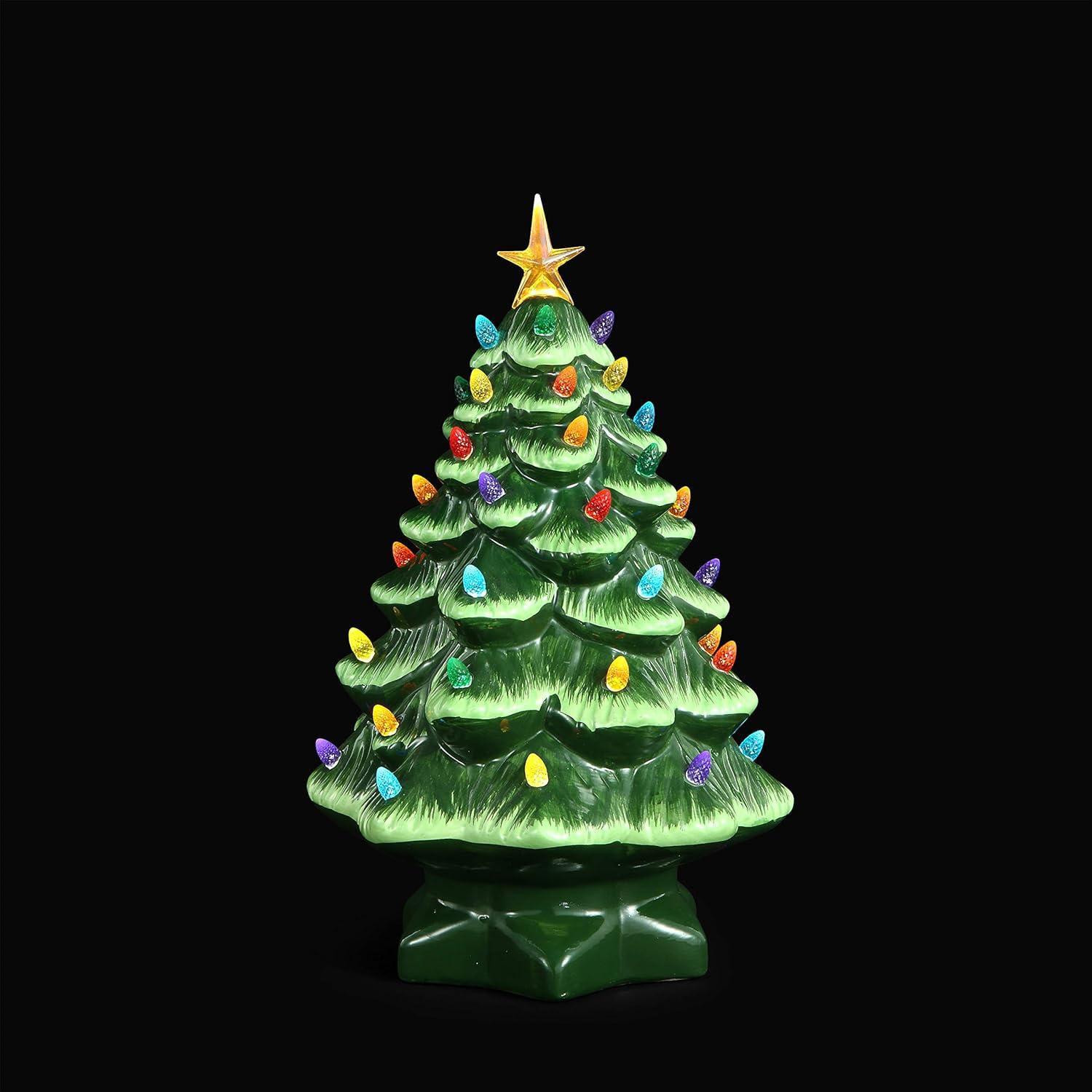 Mr. Christmas Nostalgic Ceramic LED Christmas Tree - 14" - Green