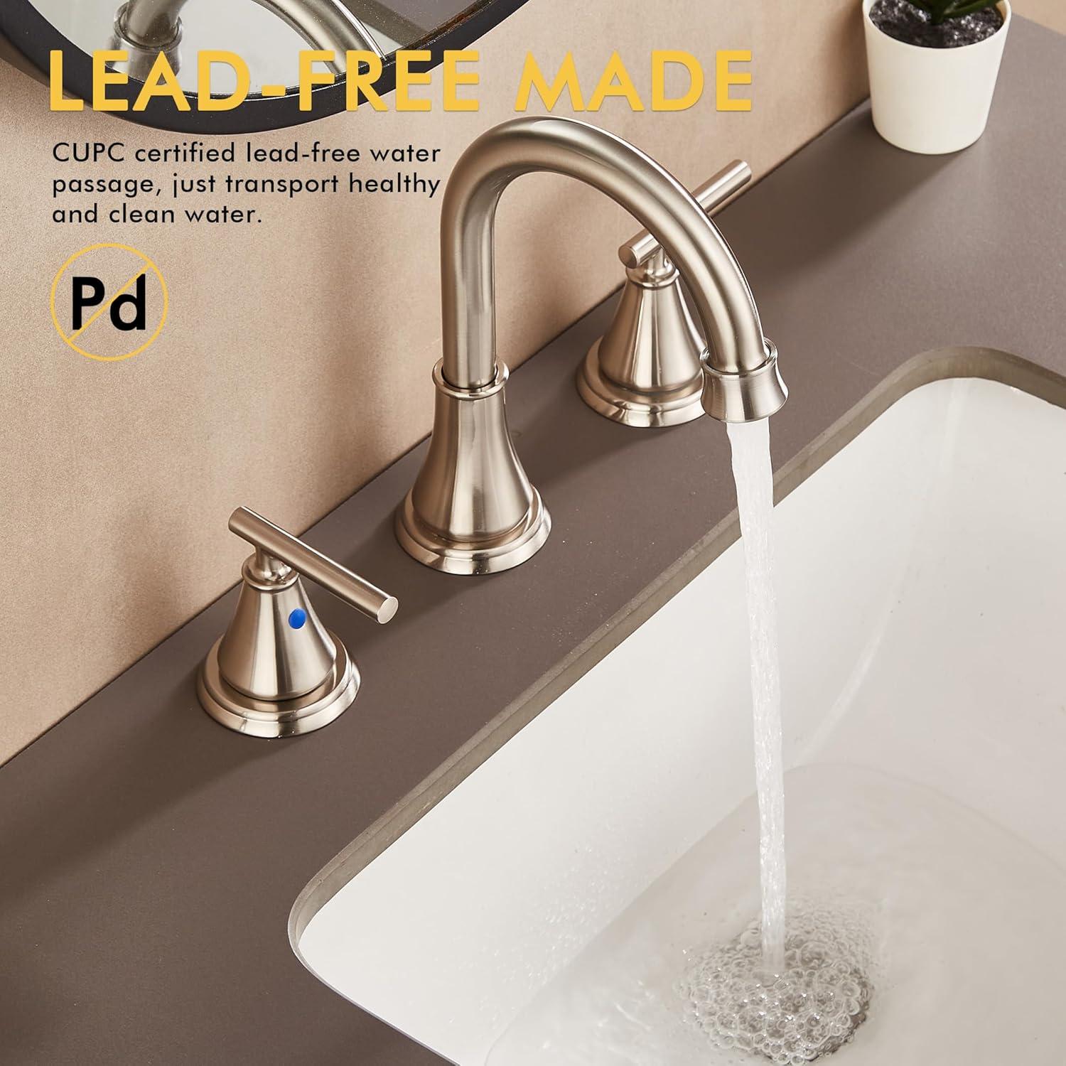 8-inch Widespread Faucet 2-handle Bathroom Faucet with Drain 1.2 GPM