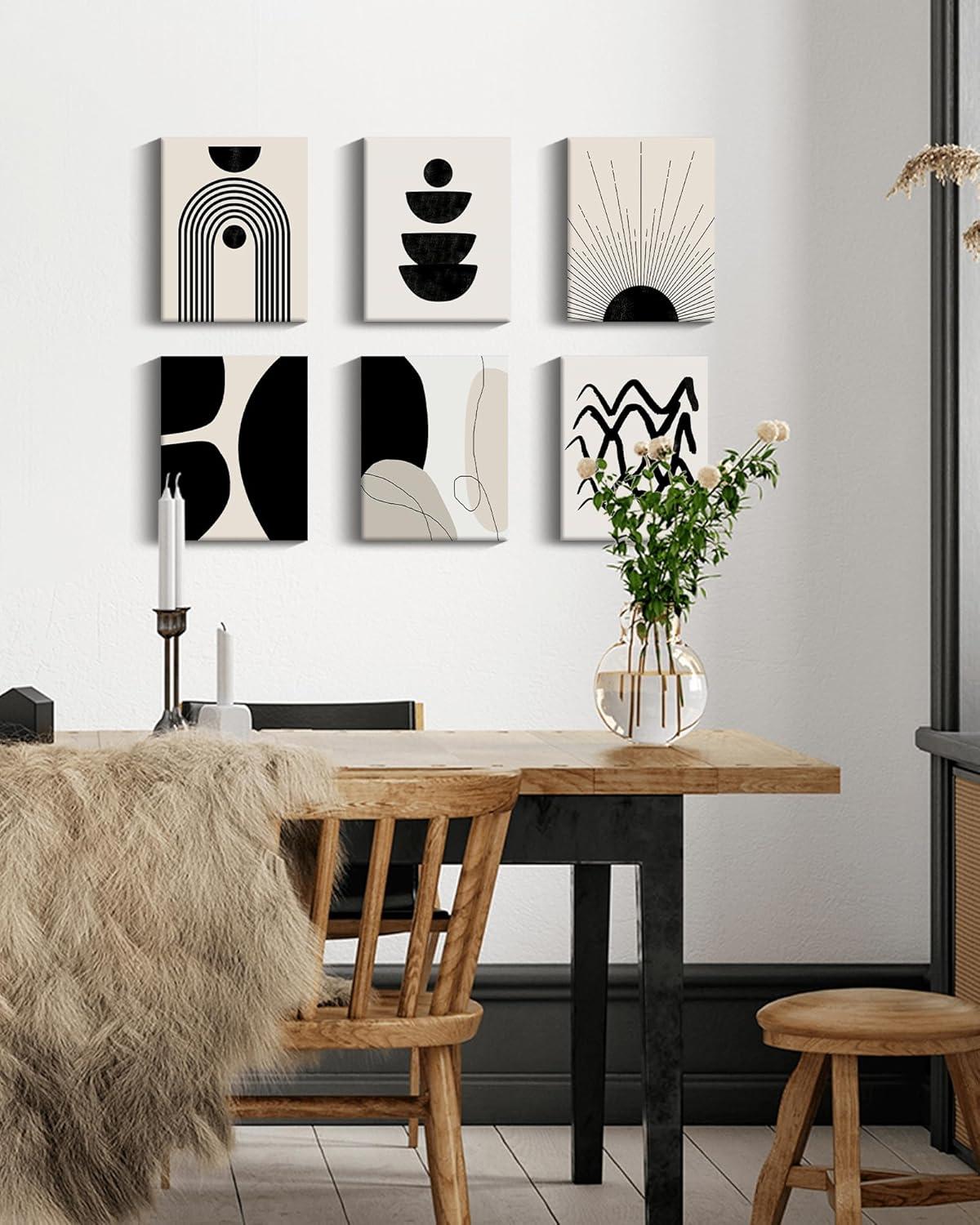 Drsoum Abstract Boho Wall Art Minimalist Geometric Framed  Room Decor Black Bohemian Poster 8"x10"