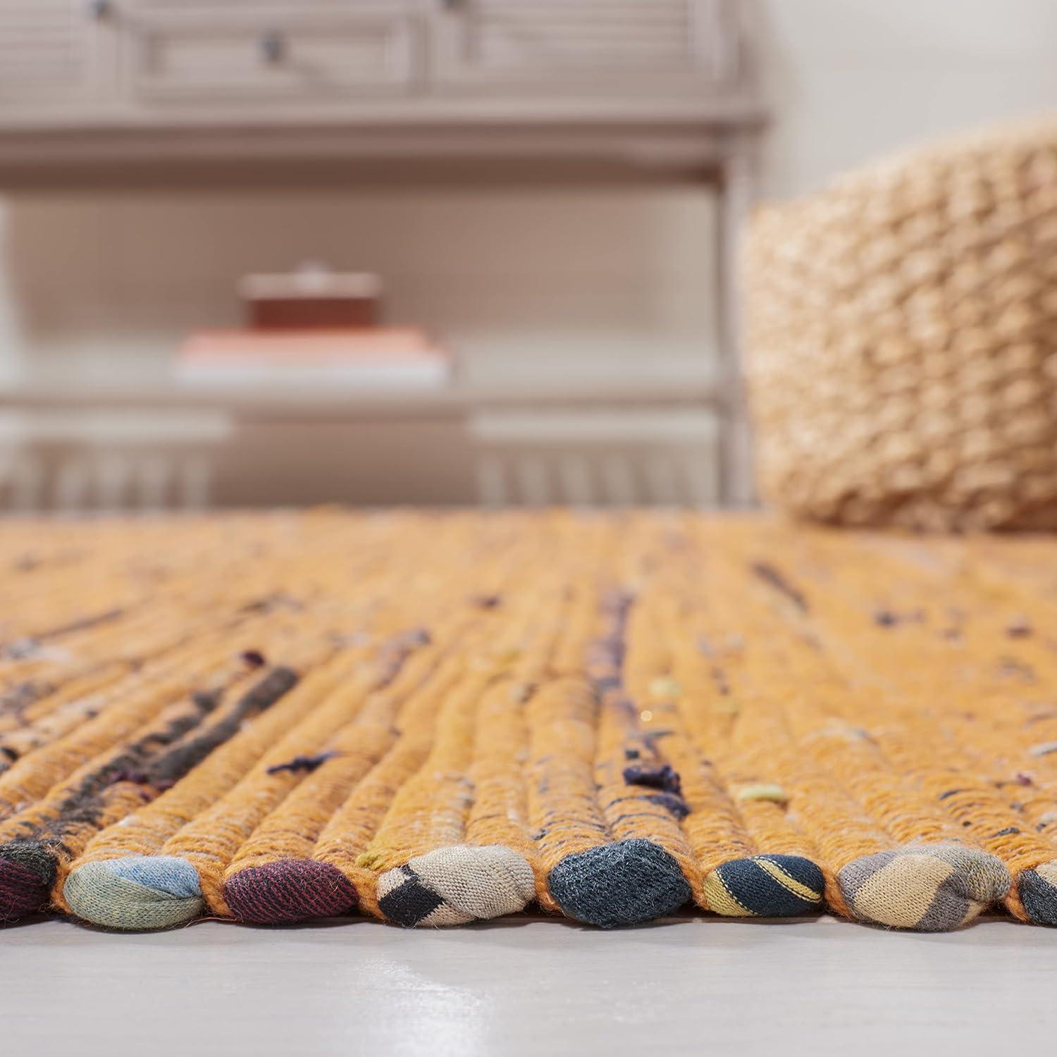 Rag Rug RAR127 Hand Woven Indoor Runner Rug - 2'3"x10' - Gold/Multi - Safavieh