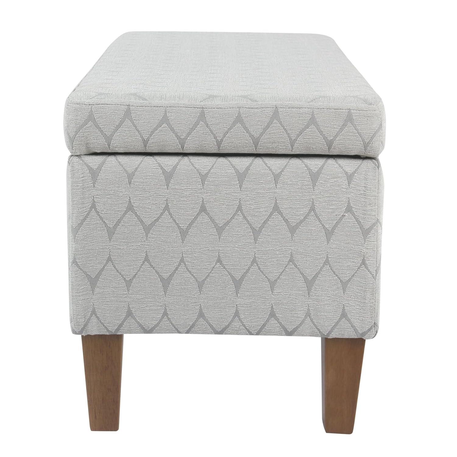 Large Textured Storage Bench Light Gray - HomePop: Upholstered, Bedroom, Rectangular, Wood Legs