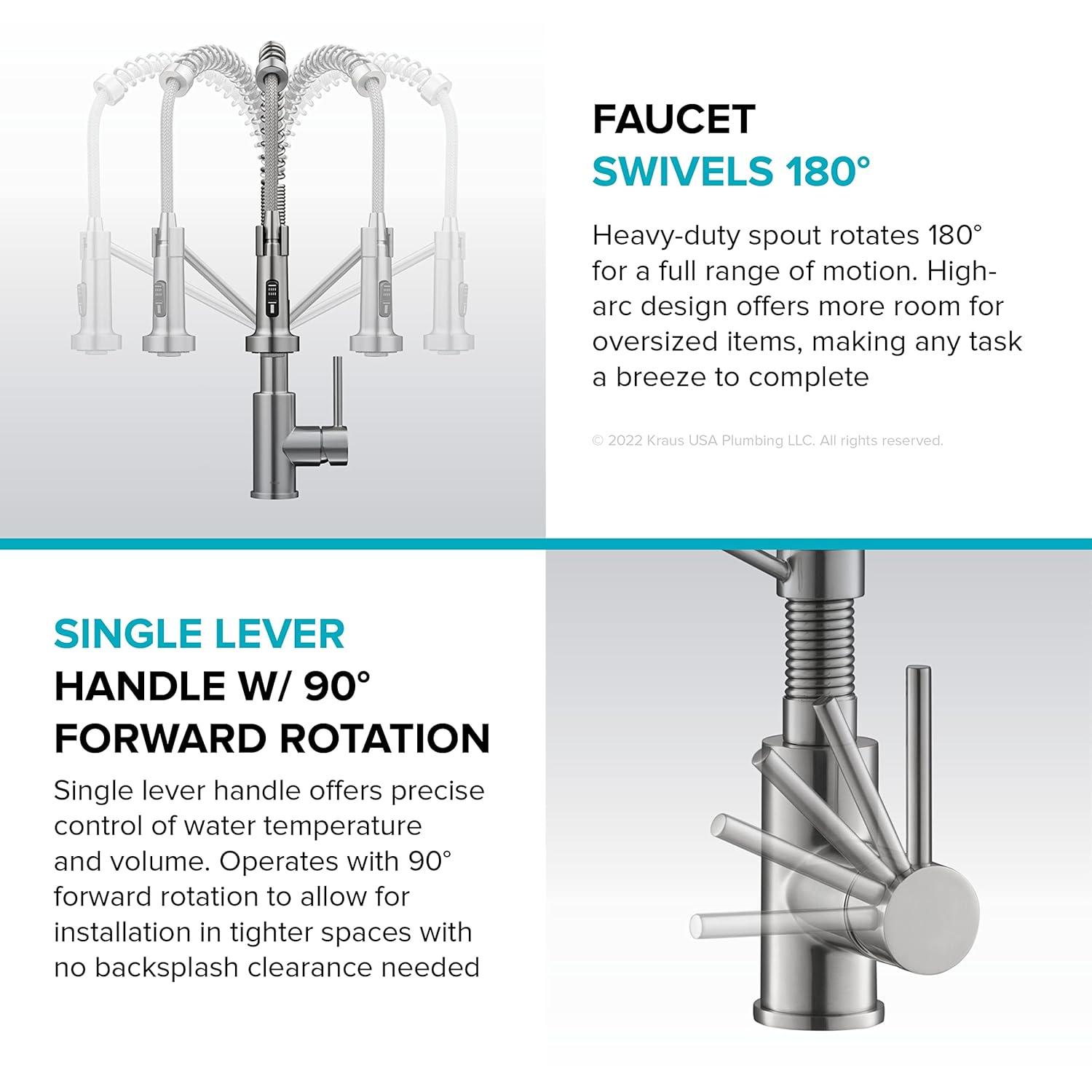 KRAUS Bolden Commercial Style 2-Function Single Handle Pull Down Kitchen Faucet