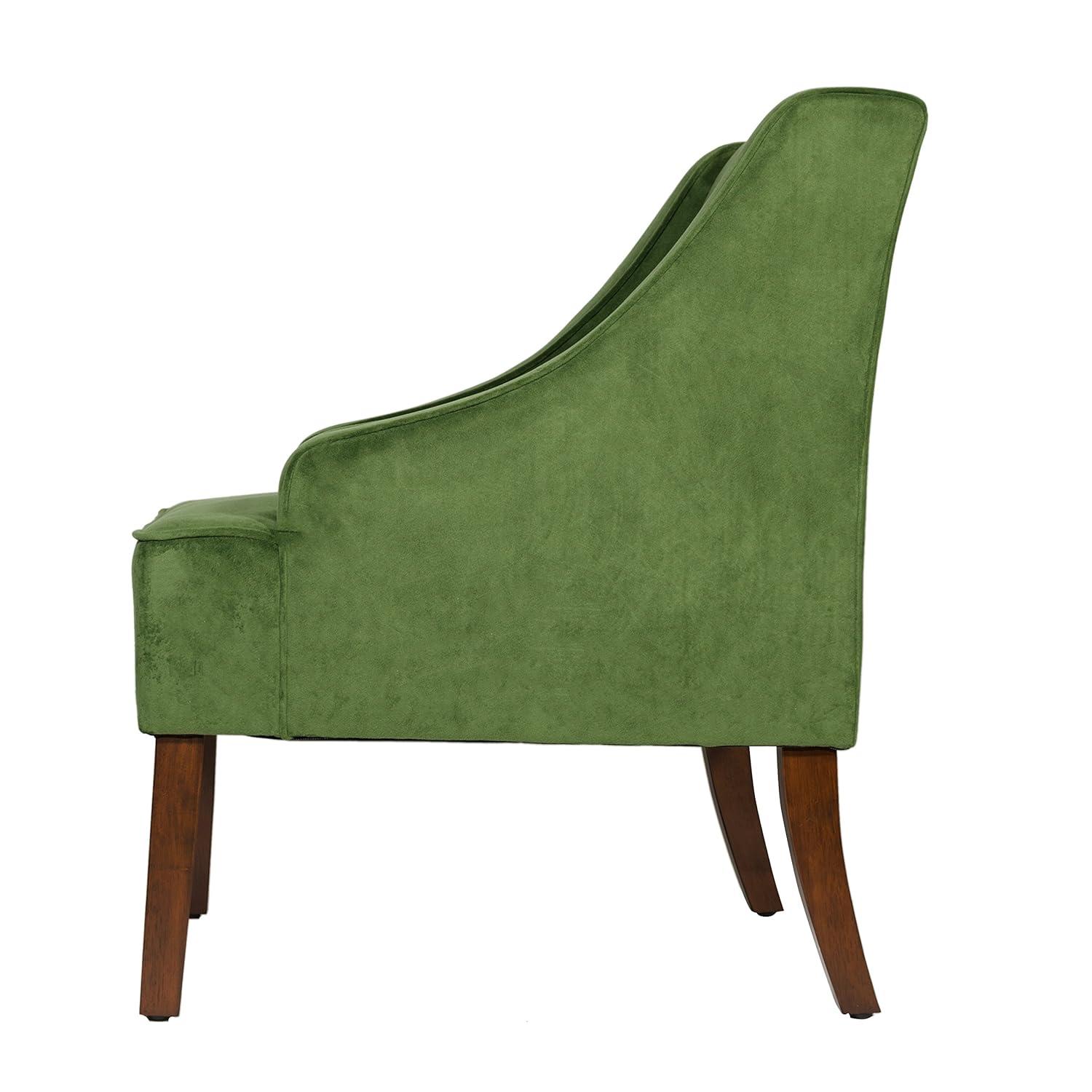 Velvet Swoop Armchair Forest Green - HomePop: Elegant Side Arms, Wood Legs, 250lb Capacity