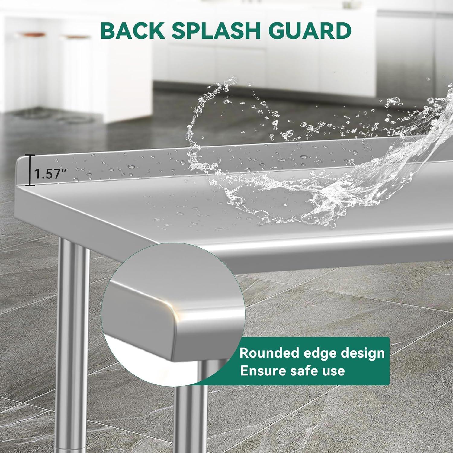 YITAHOME 36" x 24" Stainless Steel Table for Prep & Work with Backsplash, NSF Metal Table Prep Table with Undershelf for Home Kitchen Restaurant Garage Warehouse