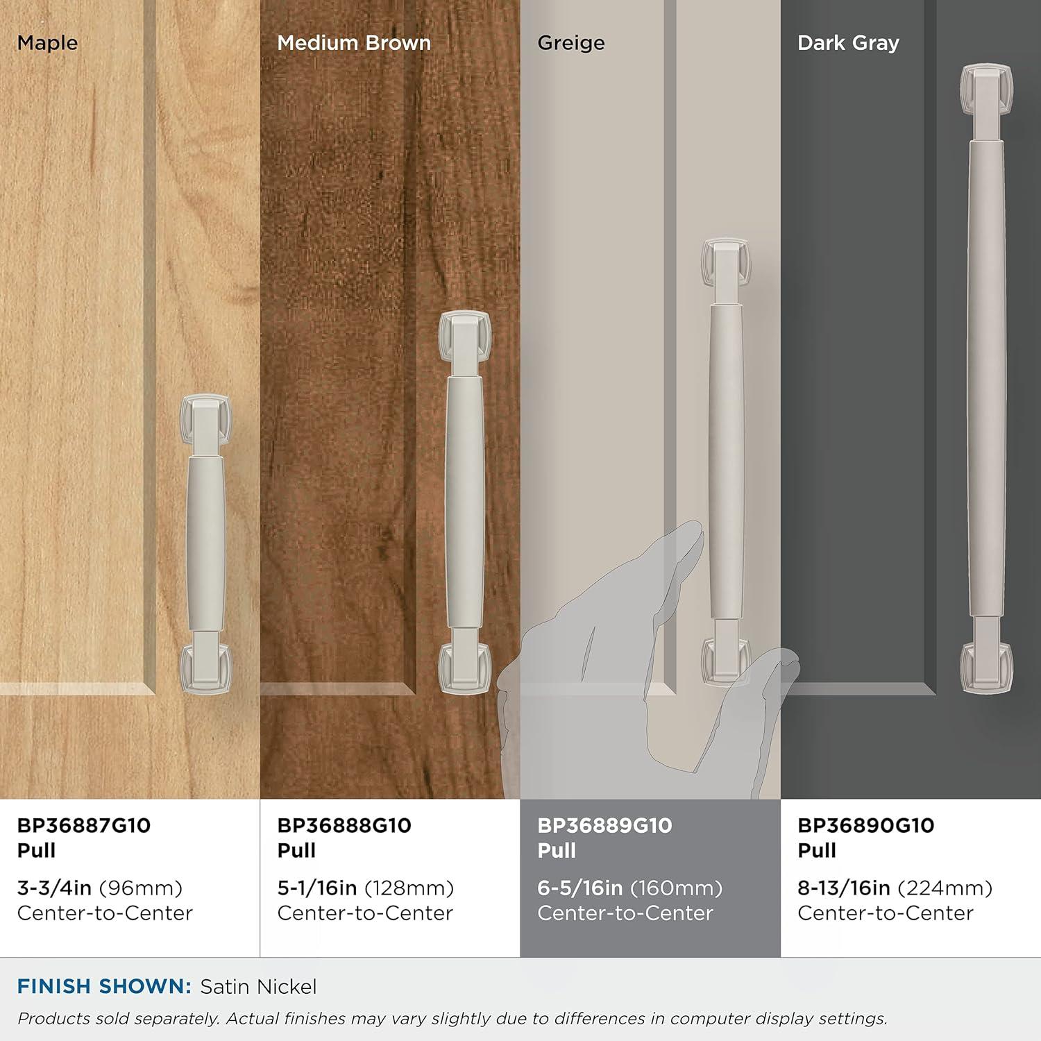 Amerock Stature 6-5/16 inch (160mm) Center-to-Center Satin Nickel Cabinet Pull