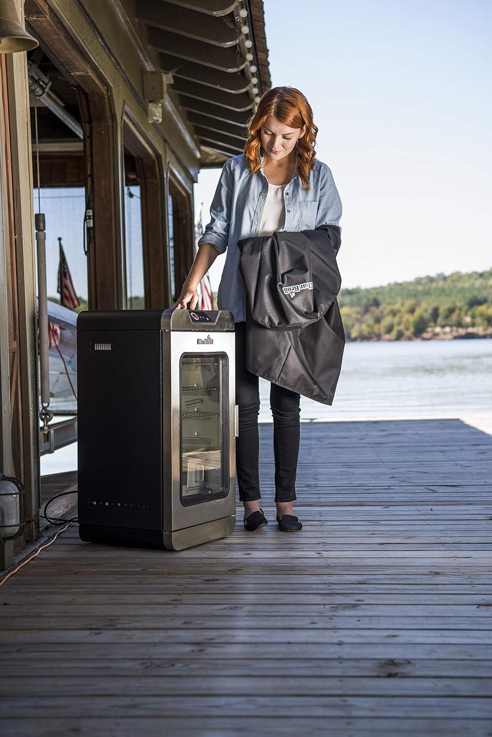 Black Heavy-Duty Polyester 30" Digital Electric Smoker Cover