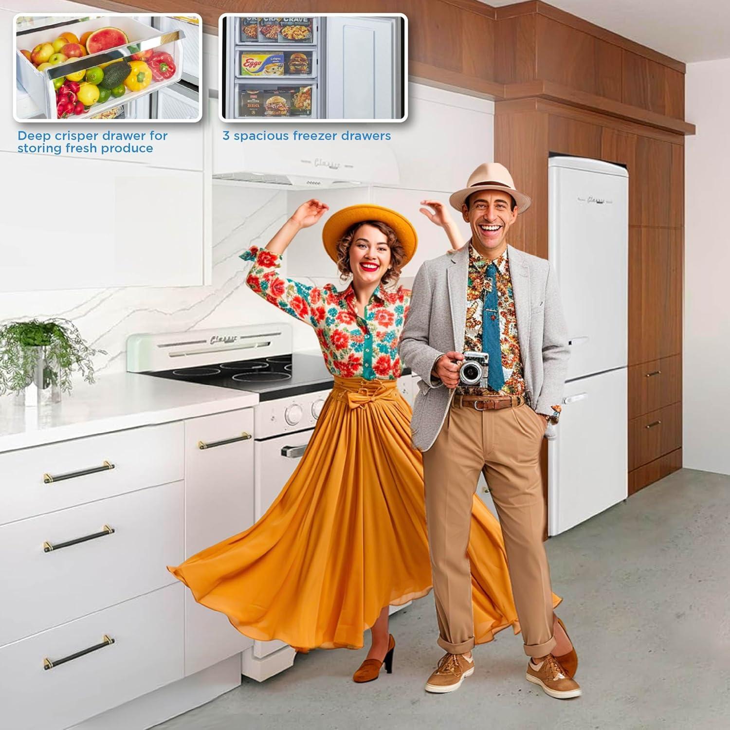 Unique Appliances Classic Retro 23.6" Frost-Free 11.7 cu. ft. Energy Star Certified Bottom Freezer Refrigerator UGP-330L W AC