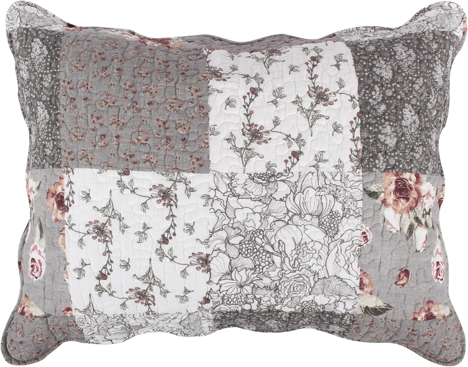 Giulia Fabulous Floral & Stencil Prints Pillow Sham 20" x 26" Gray by Barefoot Bungalow
