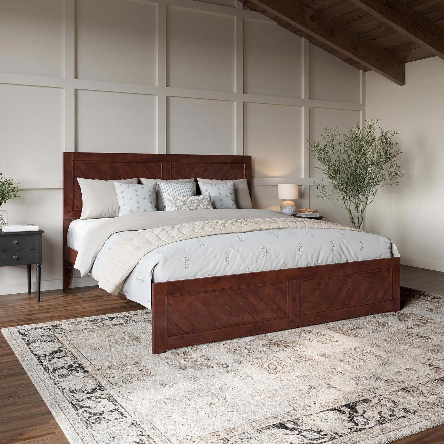 AFI Canyon Walnut Solid Wood Platform Bed with Matching Footboard, King