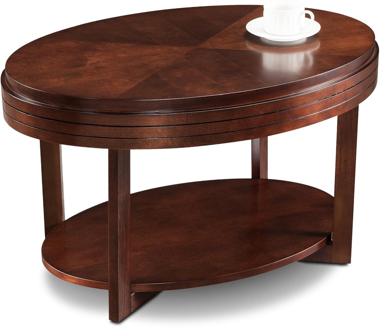 Leick Favorite Finds Oval Wood Coffee Table in Brown/Chocolate Cherry