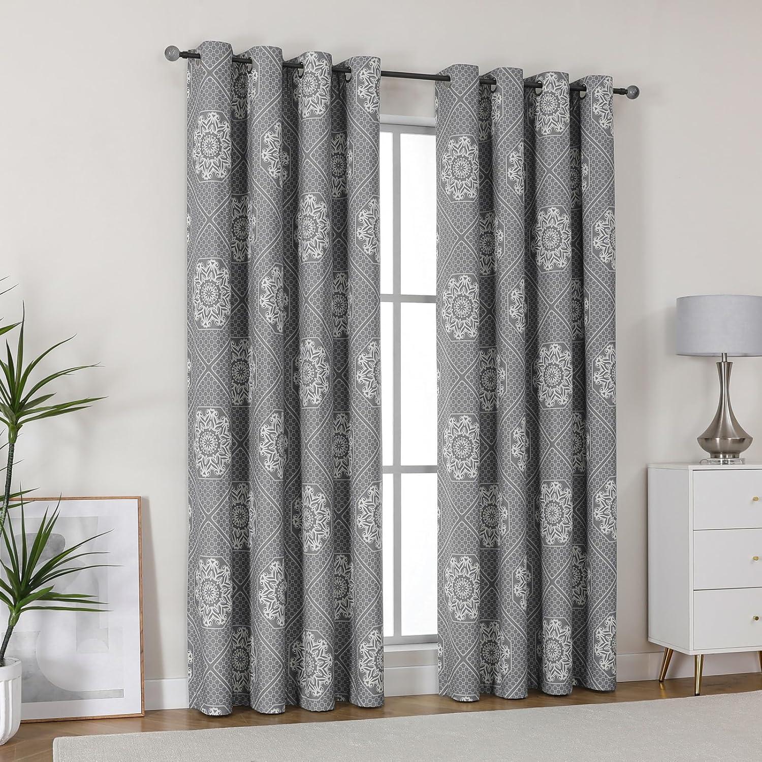 Exclusive Home Medallion Blackout Grommet Curtain Panel Pair