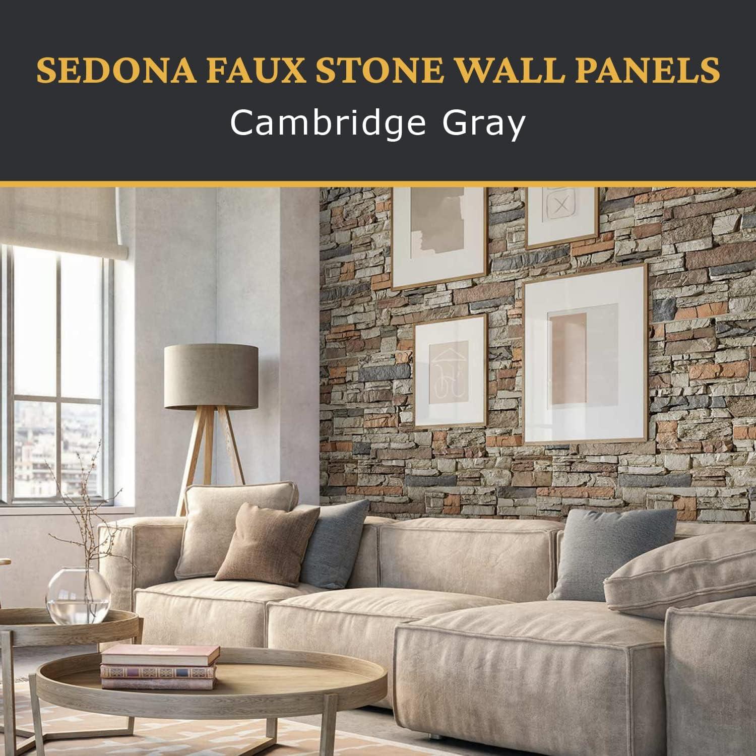 Az Faux Stacked Stone 3D Textured Digh-Density Polyurethane Wall Panel Sample | Sedona | 8"L x 8"H | Sample Size| Cambridge Gray