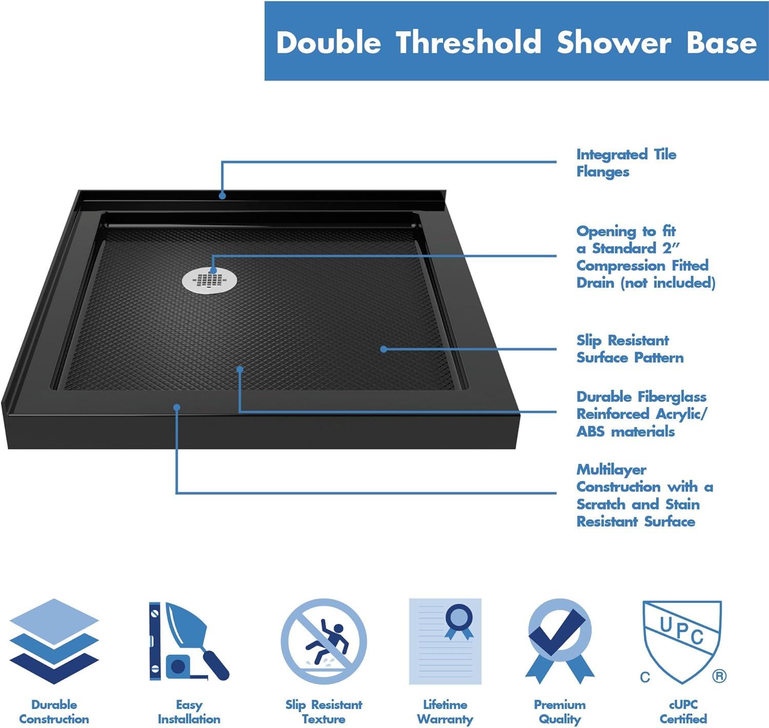 French Corner 42" x 74.75" Square Sliding Shower Enclosure with Base Included