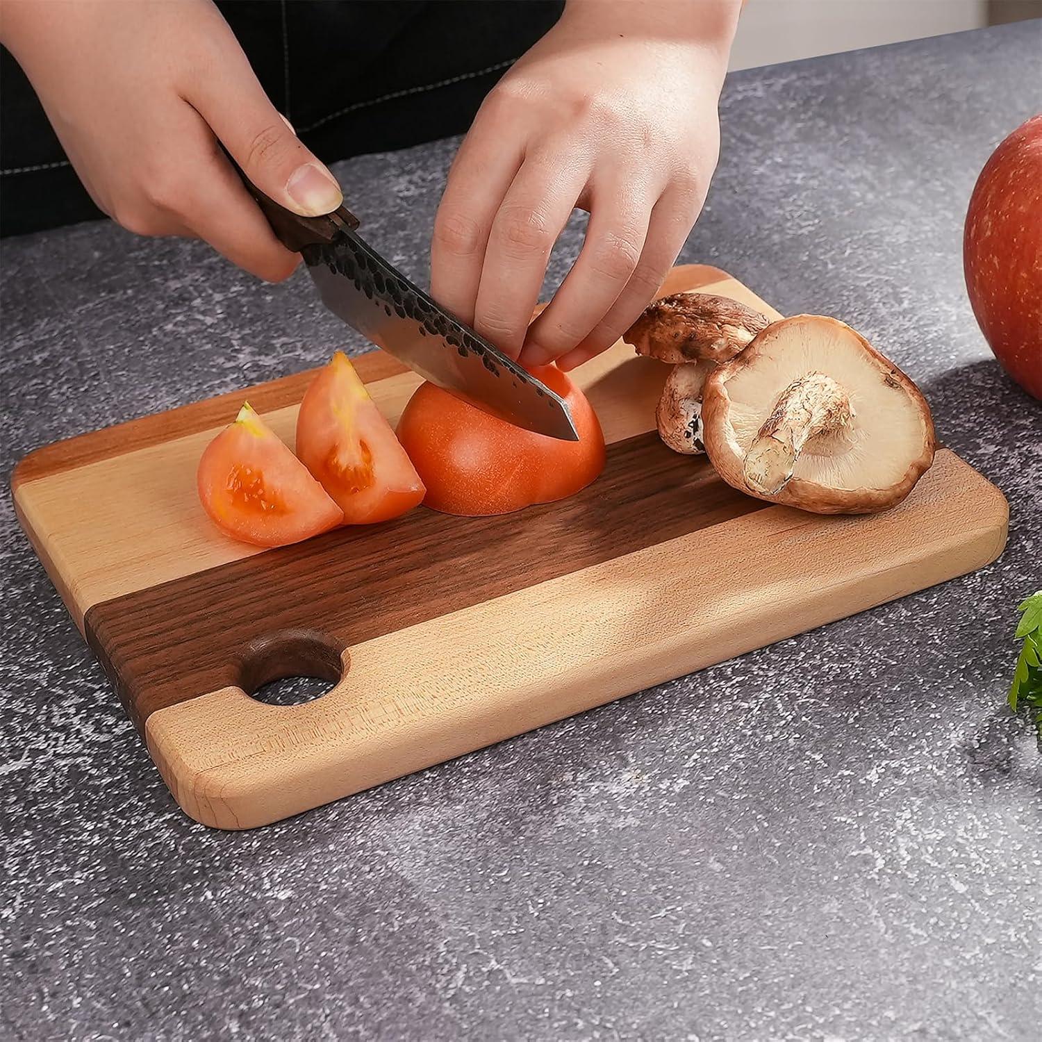 CONSDAN CONSDAN Mixed Hardwood Cutting Board, Food-Safe Kitchen Chopping Board for Meat, Vegetables, Fruits