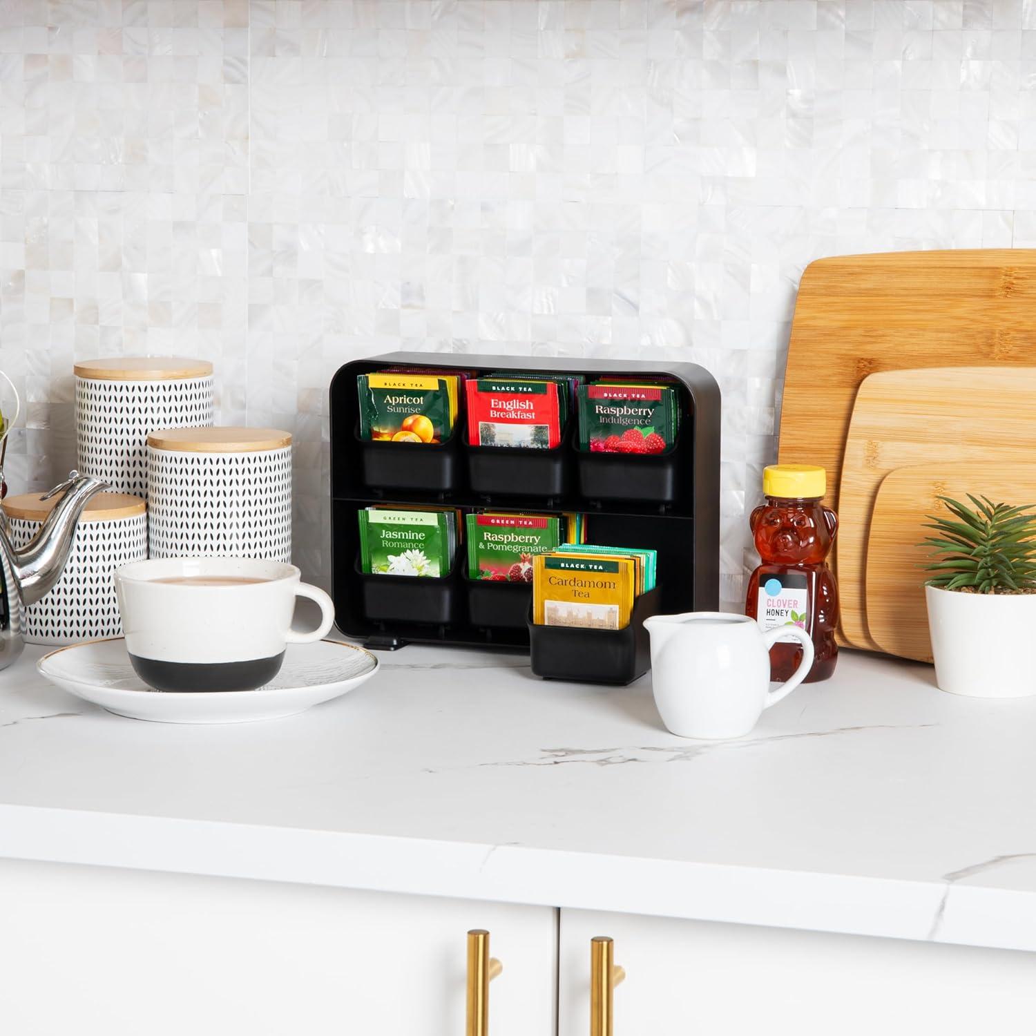 Mind Reader Mind Reader Tea Bag Organizer, Tea Station Organizer, Countertop Storage, Kitchen, Plastic, 10.25"L x 3.25"W x 7.75"H