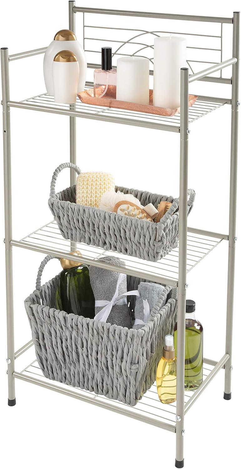 Bath Bliss 3 Shelves Tiered Bathroom Storage Rack in Satin Nickel