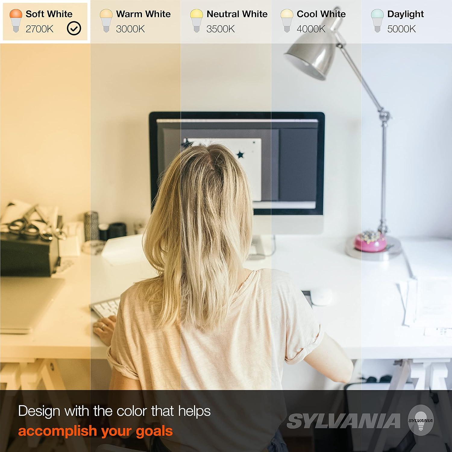 SYLVANIA LED A19 Light Bulb, 60W Equivalent, Efficient 8.5W, 10 Year, 2700K, 800 Lumens, Frosted, Soft White - 24 Pack (74765), Packaging may vary.