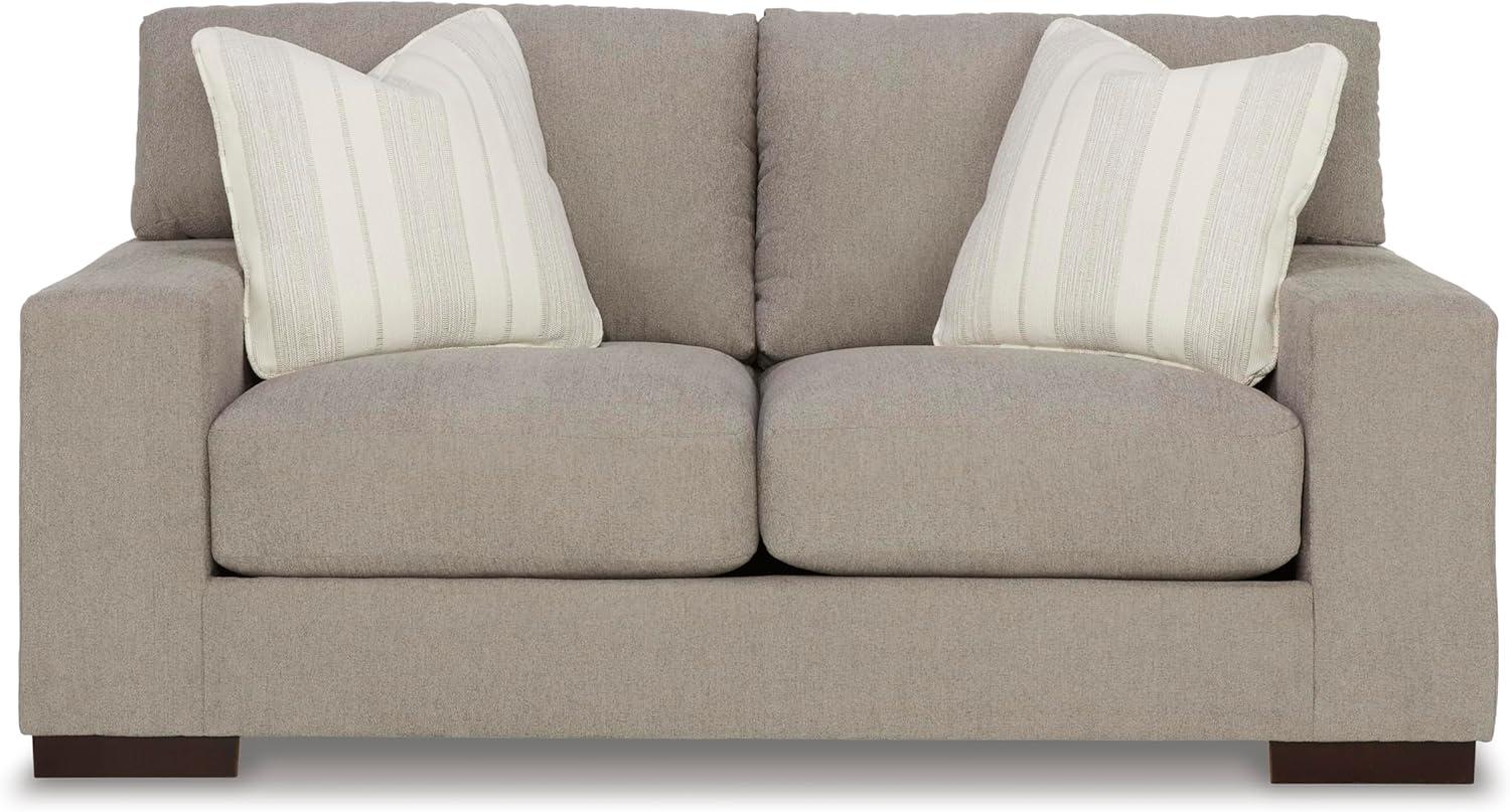 Beige Fabric Loveseat with Removable Cushions
