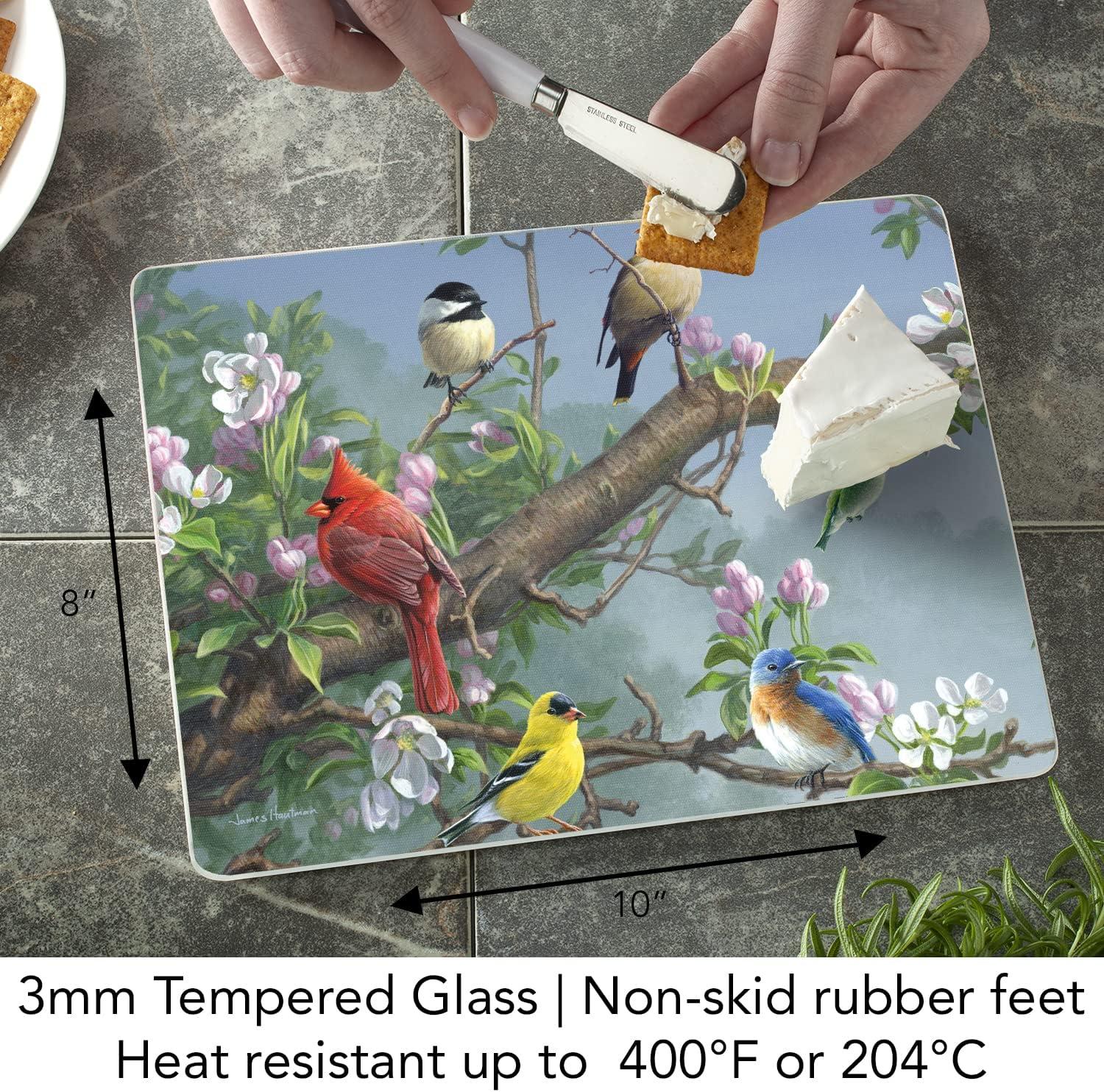 CounterArt Tempered Glass Beautiful Songbirds Saver Cutting Board