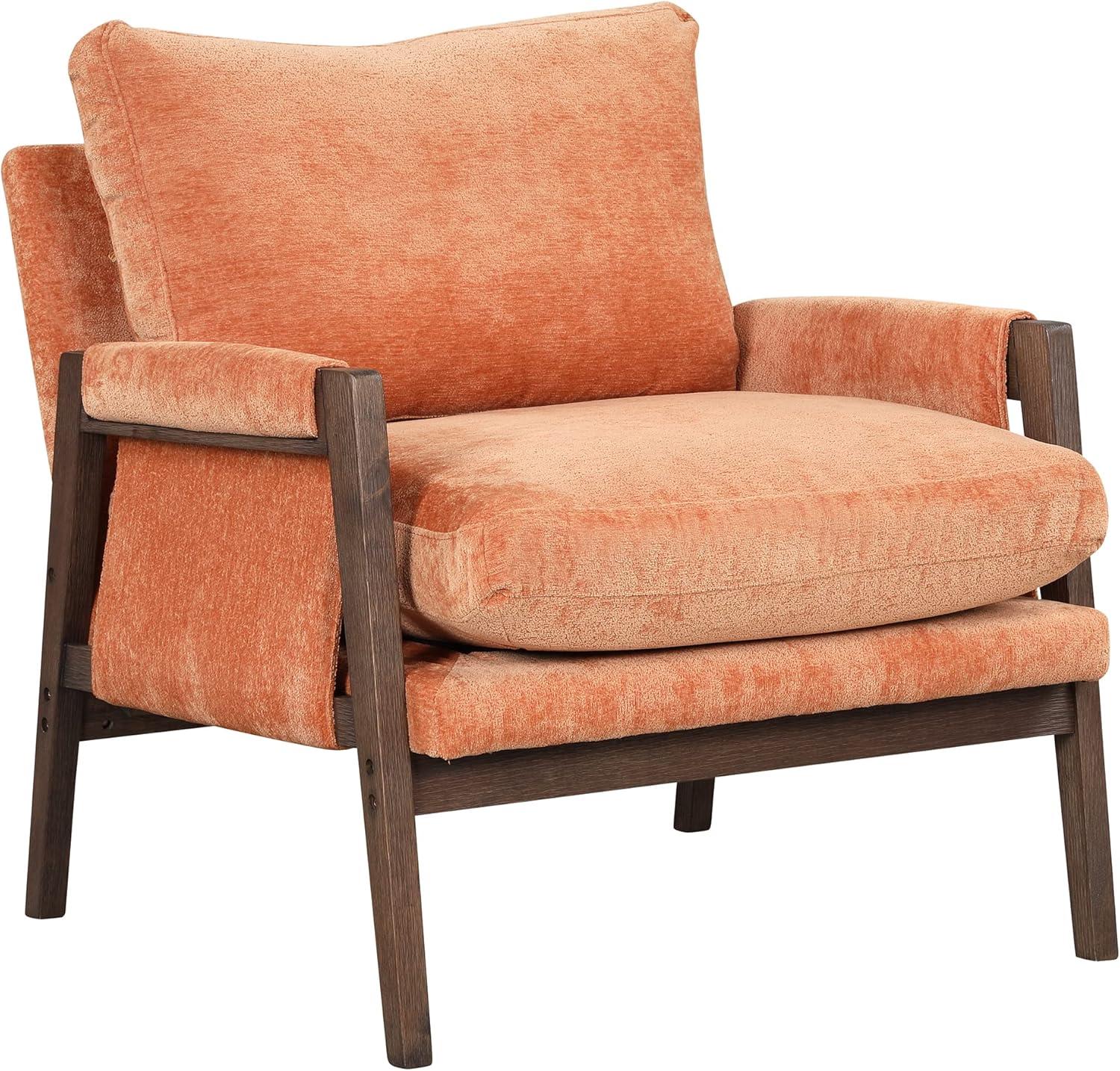 Roundhill Furniture Kelly Mid-Century Modern Velvet Accent Armchair, Orange