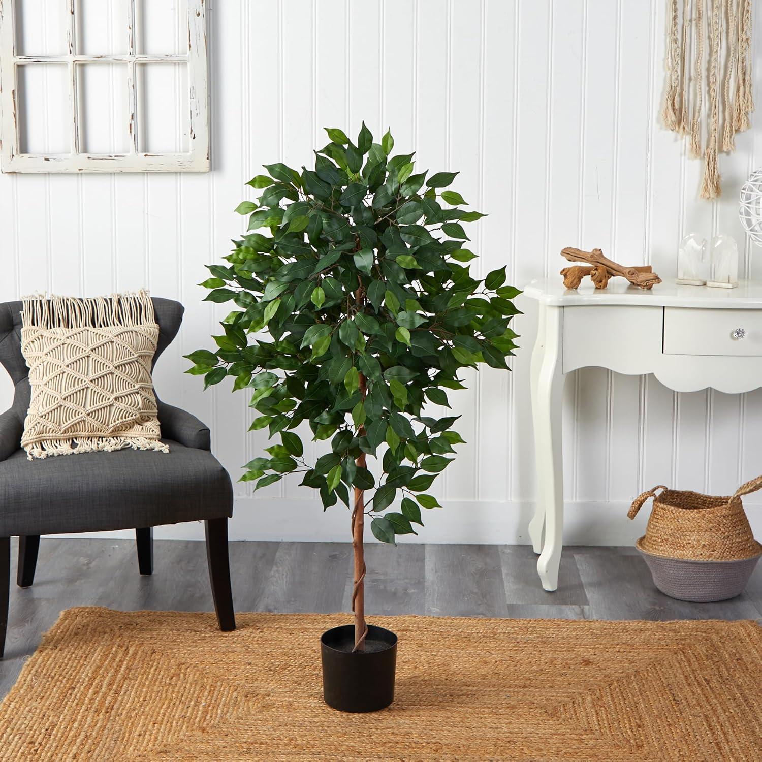 Nearly Natural 4-ft Ficus Artificial Tree