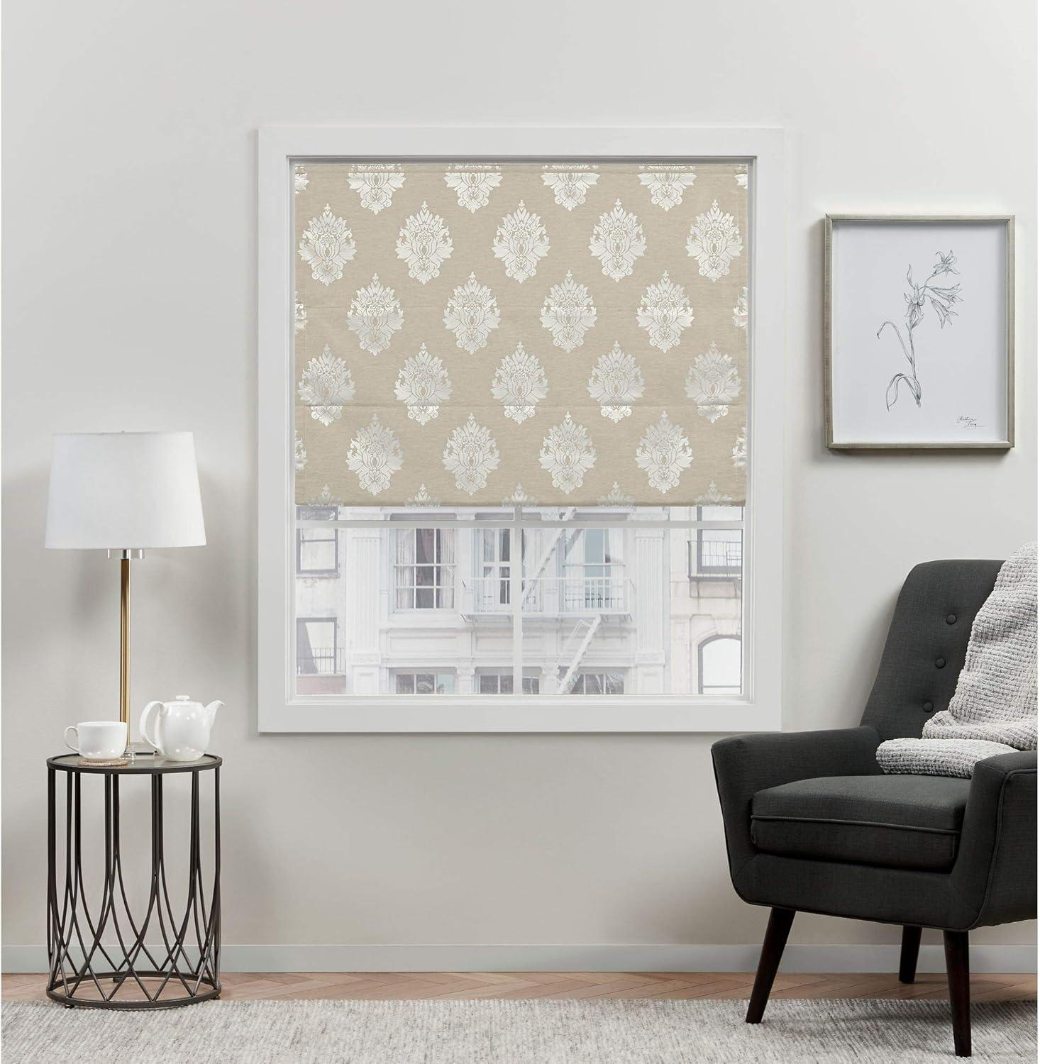 Exclusive Home Marseilles Damask 100% Blackout Roman Shade