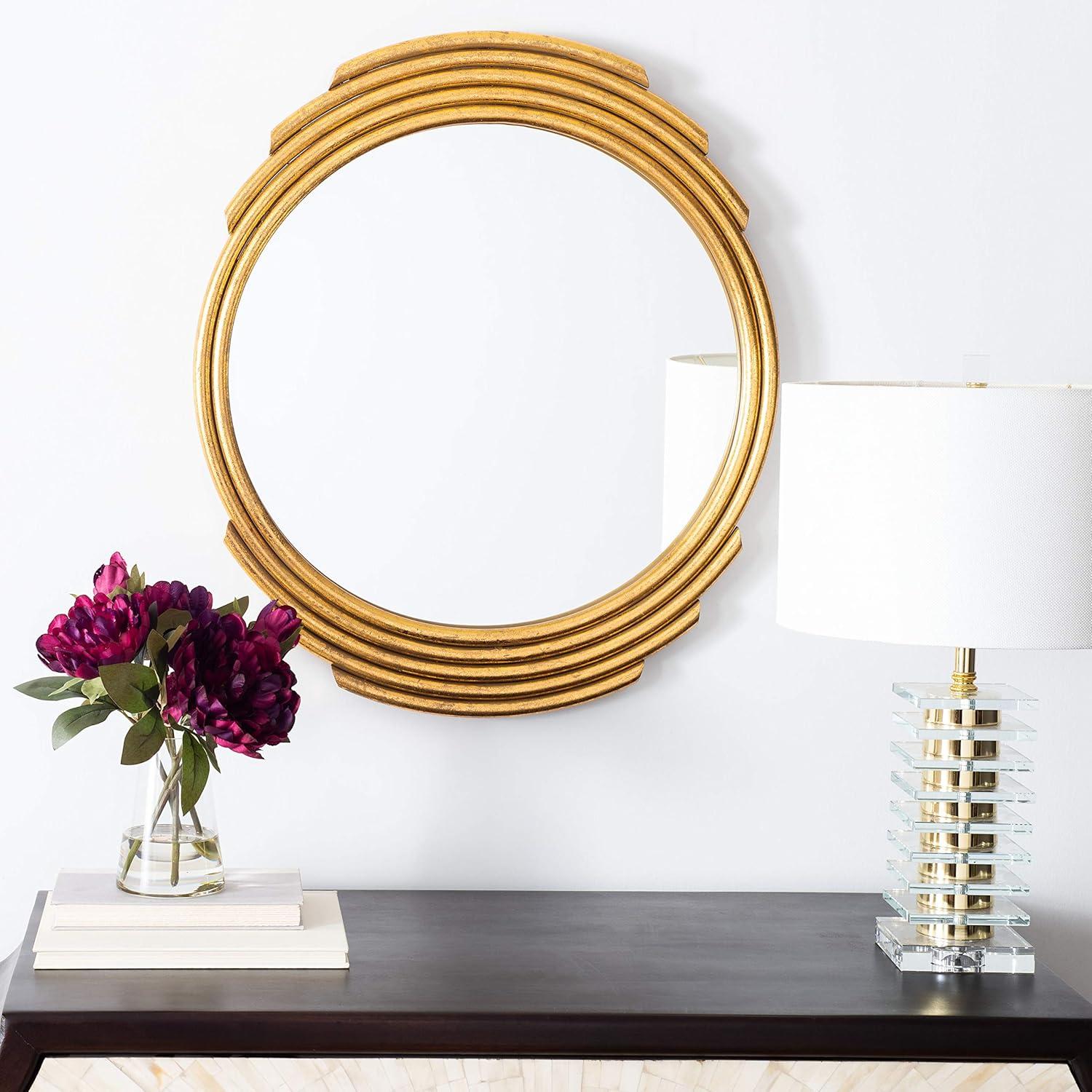 Rossi Round Gold Foil Wood Mirror