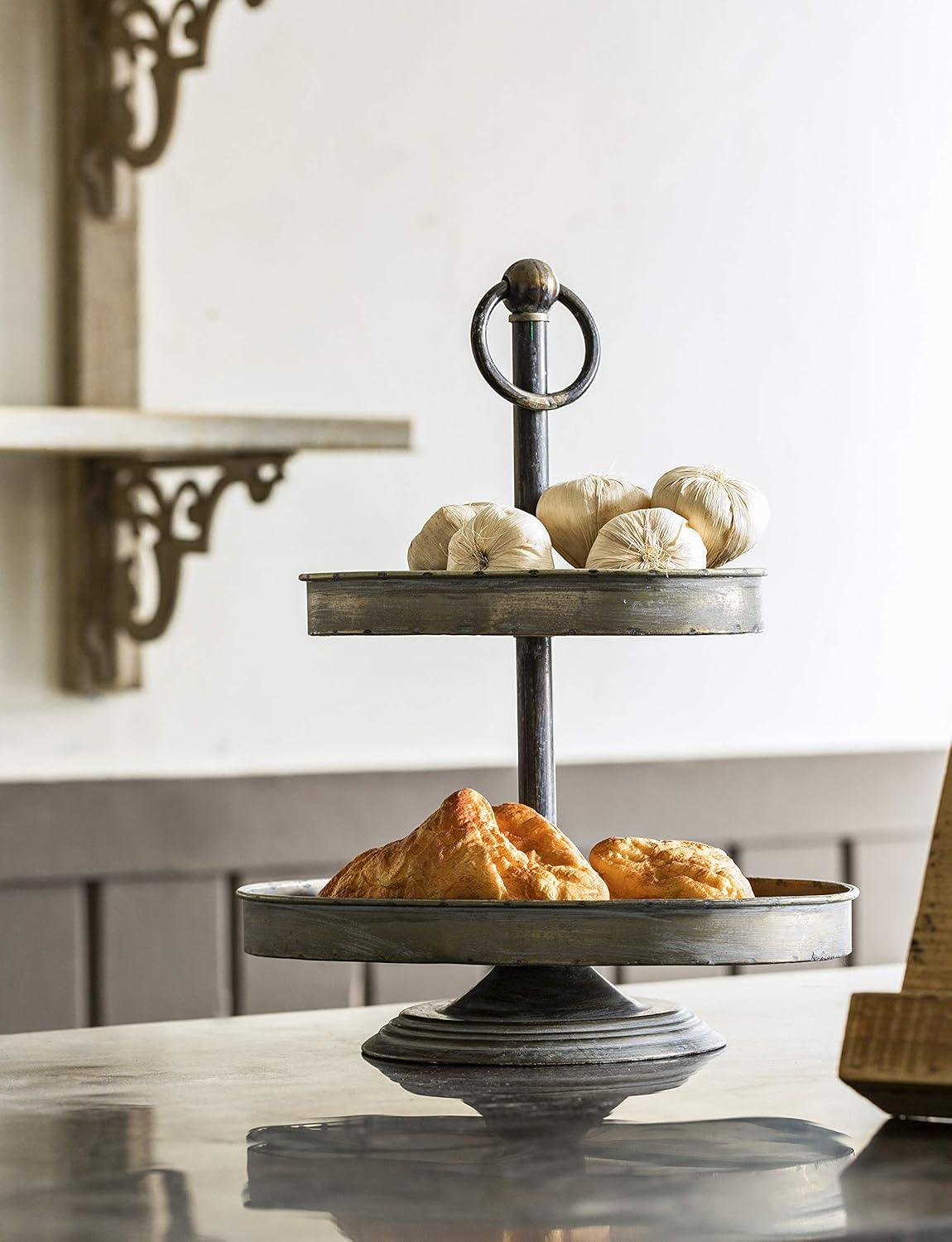 Creative Co-Op Decorative Metal 2-Tier Tray