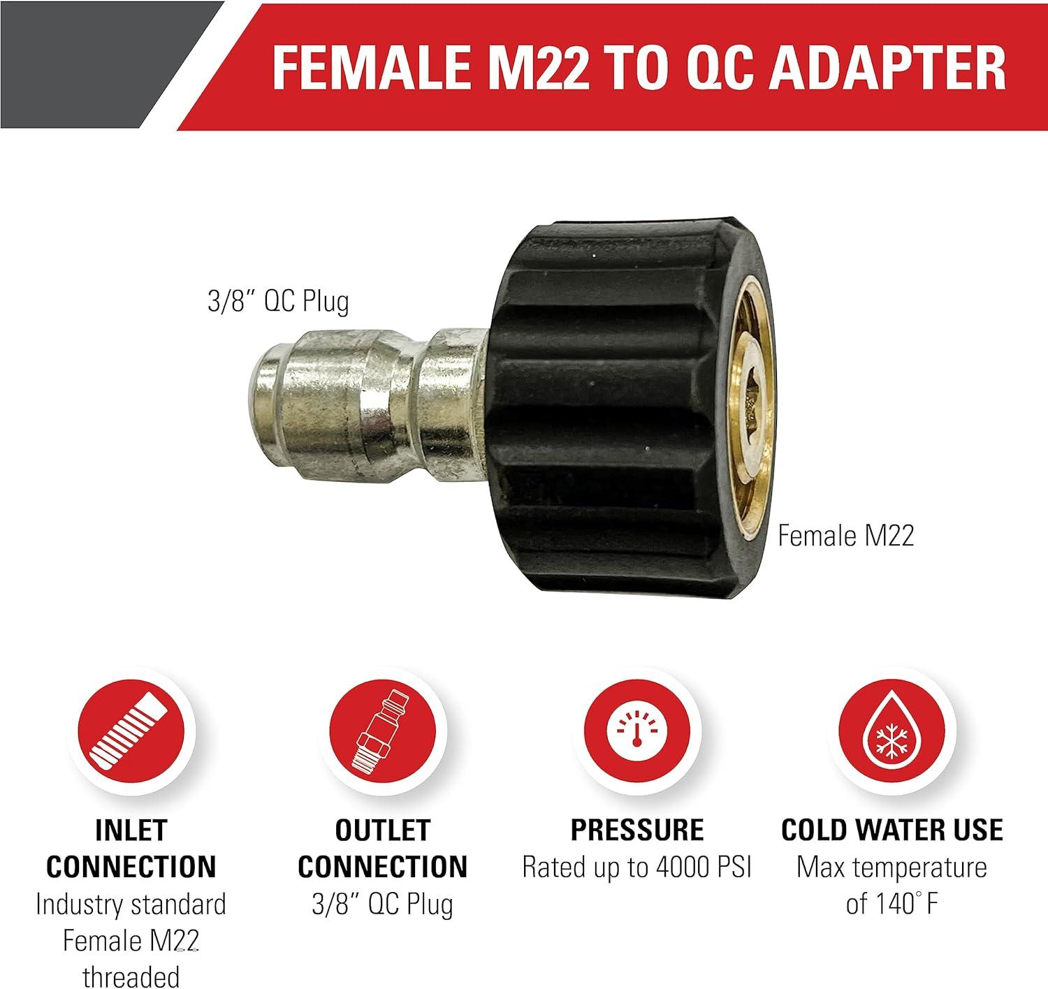 Simpson Genuine OEM Adapter, 3/8" QC Plug X M22 - 7101772