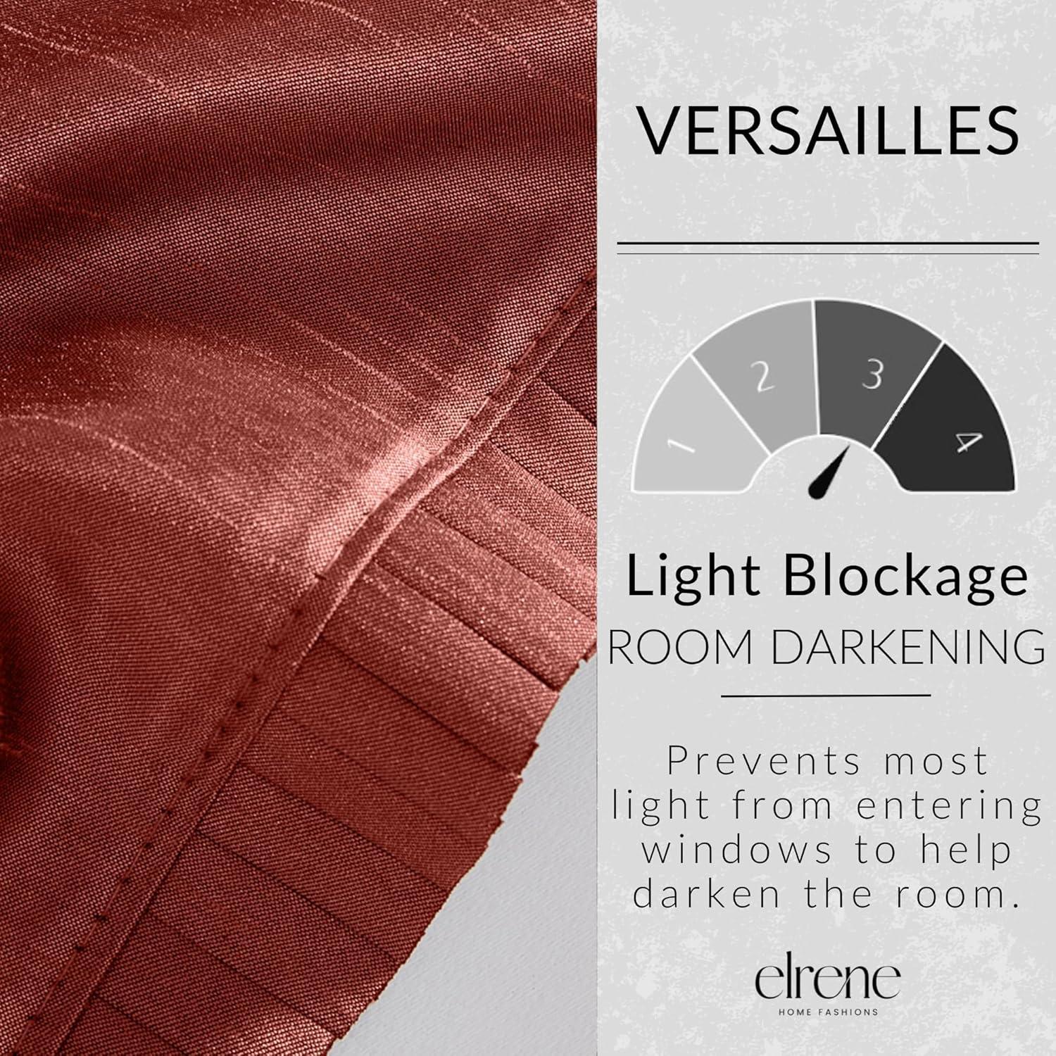 Versailles Faux Silk Room Darkening Single Window Curtain Panel - 52" x 108" - Rouge Red - Elrene Home Fashions