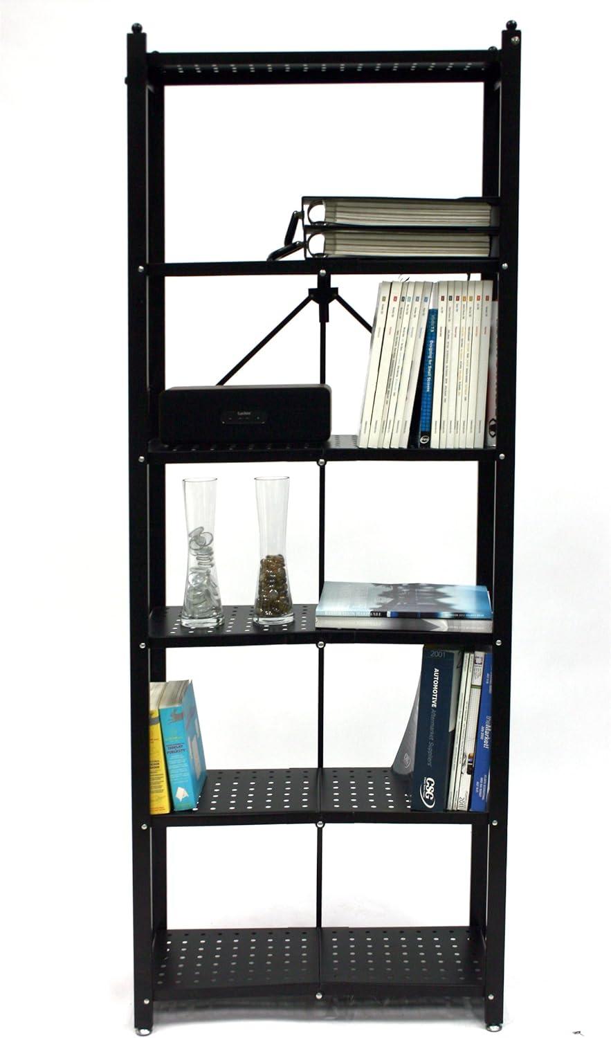Origami Foldable 6-Shelf Classic Stamped Steel Bookcase