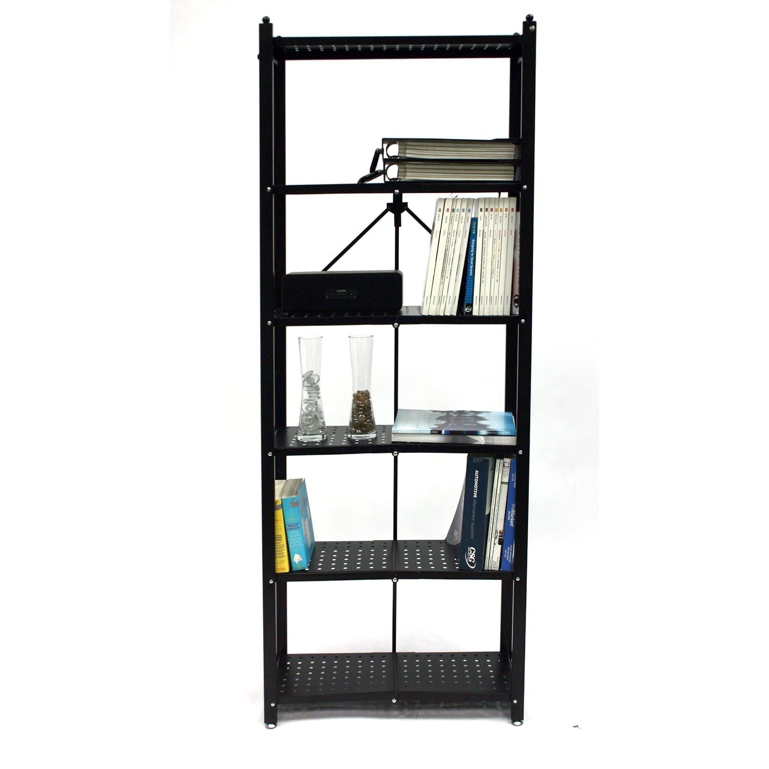 Origami Foldable 6-Shelf Classic Stamped Steel Bookcase