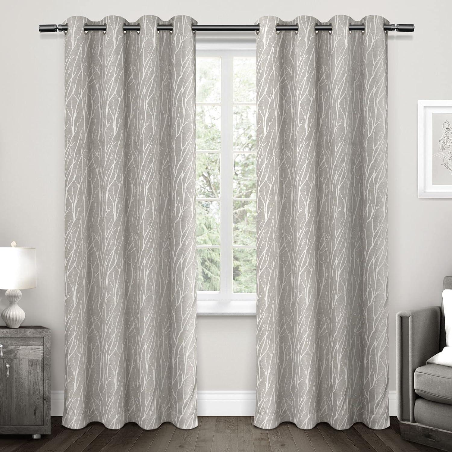 Dove Grey Linen Look Blackout Grommet Curtain Panels, 52" x 108"