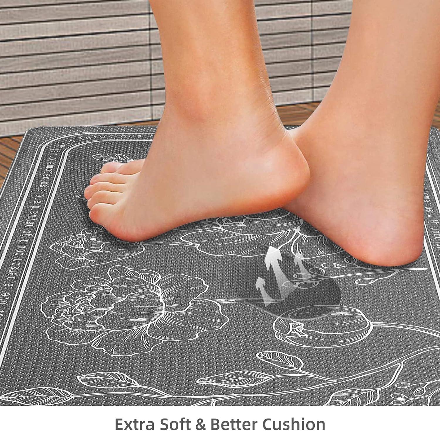 Kitchen Rug Set of 2,  Gray 17"x59"+17"x29", Non-Slip Waterproof  Kitchen Floor Mat, Cushioned Anti Fatigue Kitchen Mat