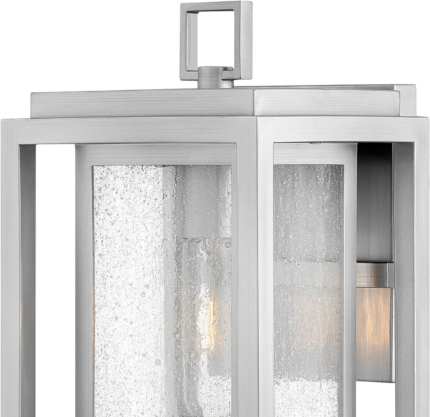 Satin Nickel 12-Inch Outdoor Wall Sconce with Clear Seedy Glass